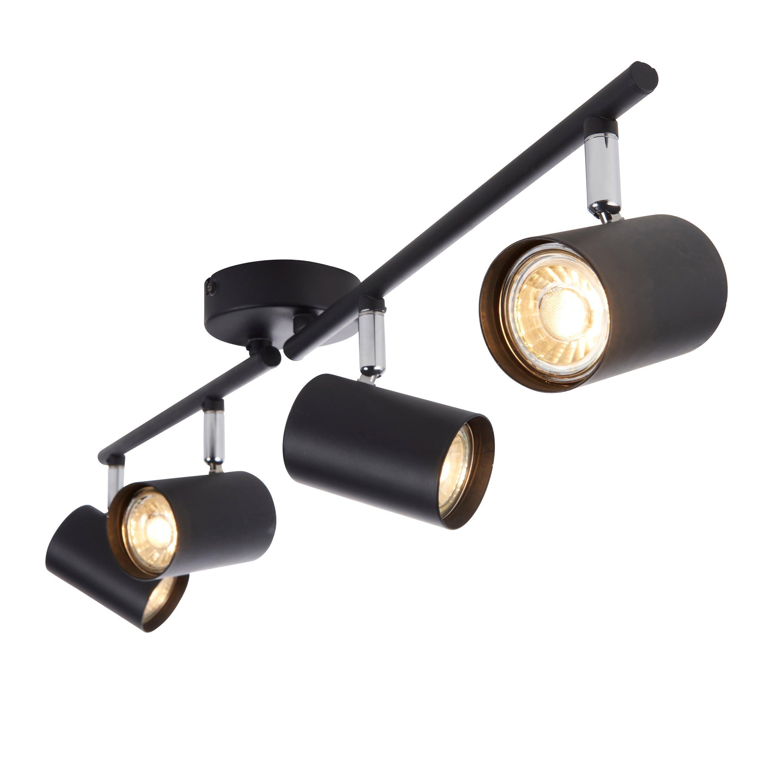 arezzo 4 light black bar spotlight 35w by saxby lighting, close up image 197