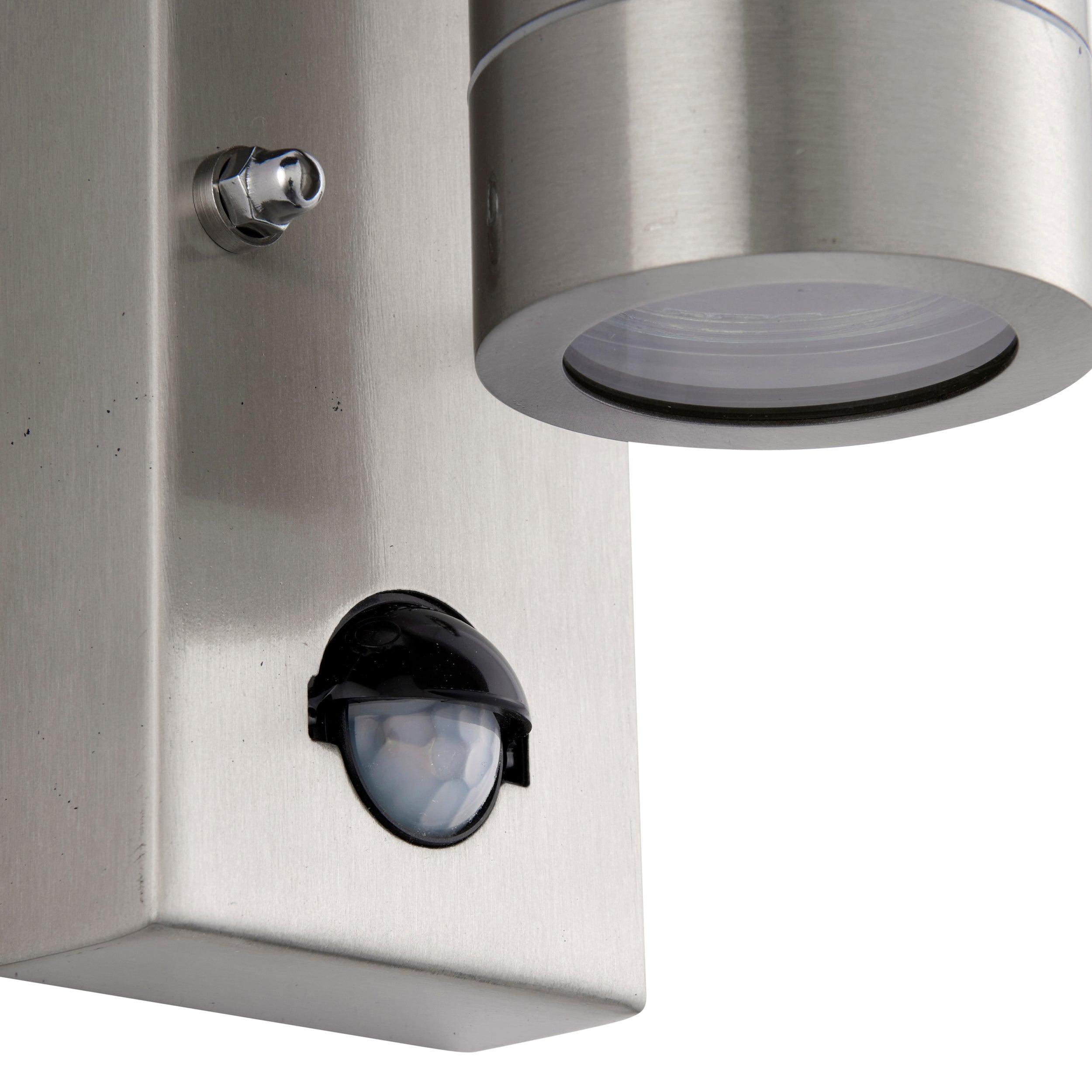 palin pir sensor 2 light marine grade outdoor wall light ip65 7w by saxby lighting, close up image 62