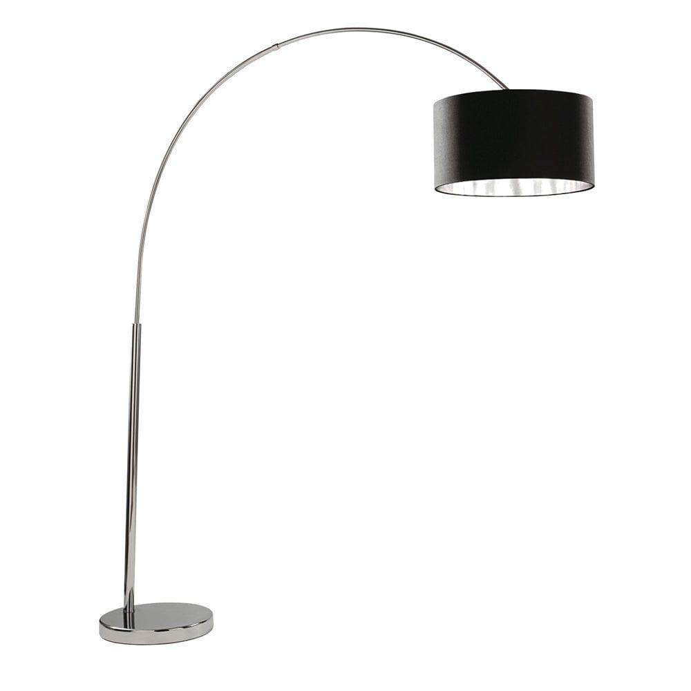 Searchlight Arcs Chrome Floor Lamp, Black Shade Silver Liner by 1
