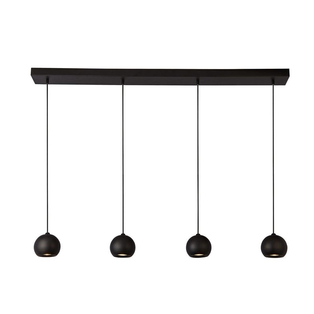 Eindhoven 4 Light Matt Black Bar Ceiling Pendant Searchlight-Ceiling Pendant Lights-1-Tiffany Lighting Direct