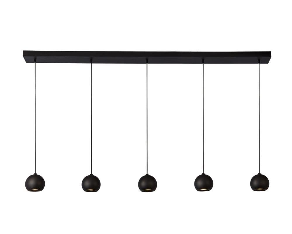 Eindhoven 5 Light Matt Black Bar Ceiling Pendant Searchlight-Ceiling Pendant Lights-1-Tiffany Lighting Direct
