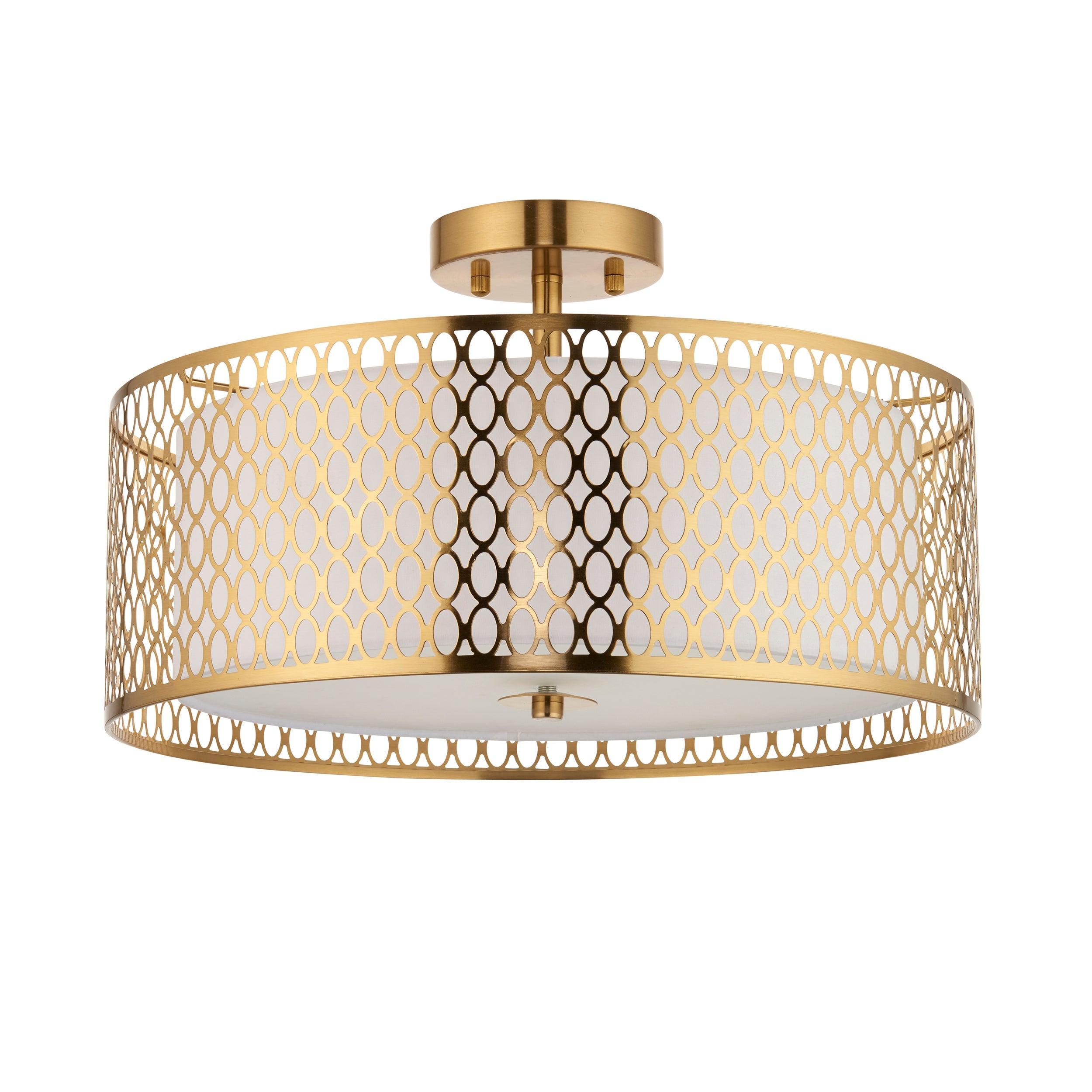 Endon Cordero 3 Light Gold Flush Ceiling Light Living room weight image