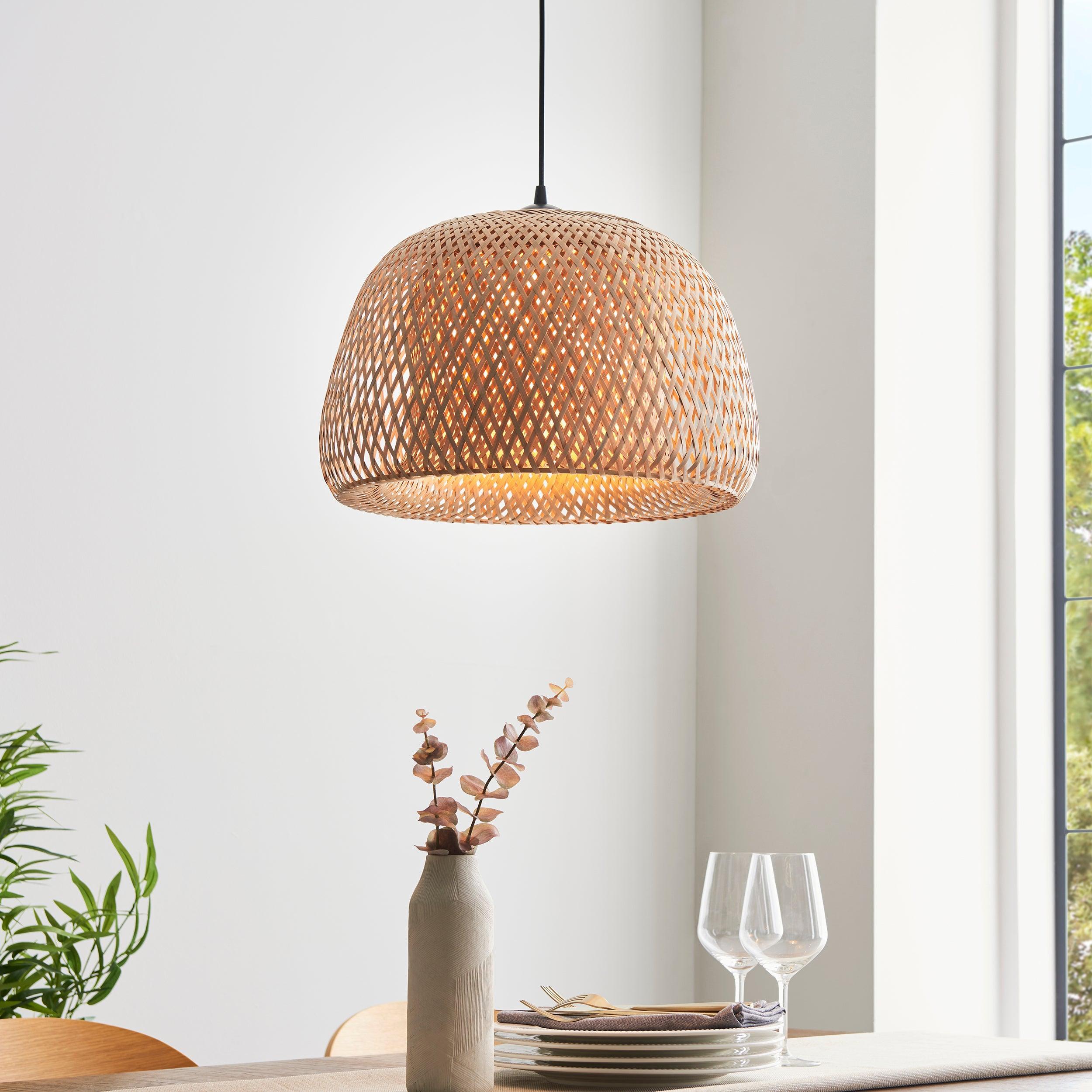 Endon Bali Natural Bamboo Woven Ceiling Pendant-Ceiling Pendant Lights-Endon Lighting Living Room Lighting Tiffany Lighting Direct