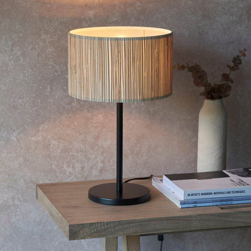 Longshore 1 Light Black Table Lamp With Seagrass Shade-Endon Lighting-Living-Room-Tiffany Lighting Direct-[image-position]