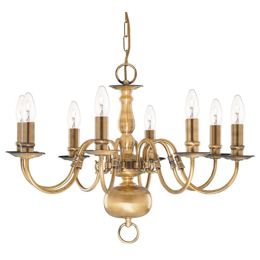 Searchlight Flemish 8 Light Solid Brass Chandelier-1-Tiffany Lighting Direct