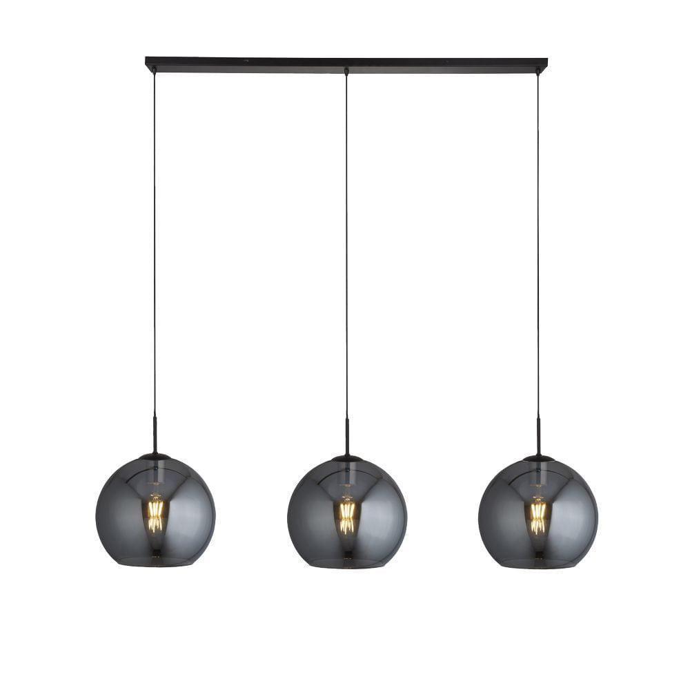 Searchlight Amsterdam 3 Light Bar Pendant Smoked Glass Black-Ceiling Pendant Lights-1-Tiffany Lighting Direct