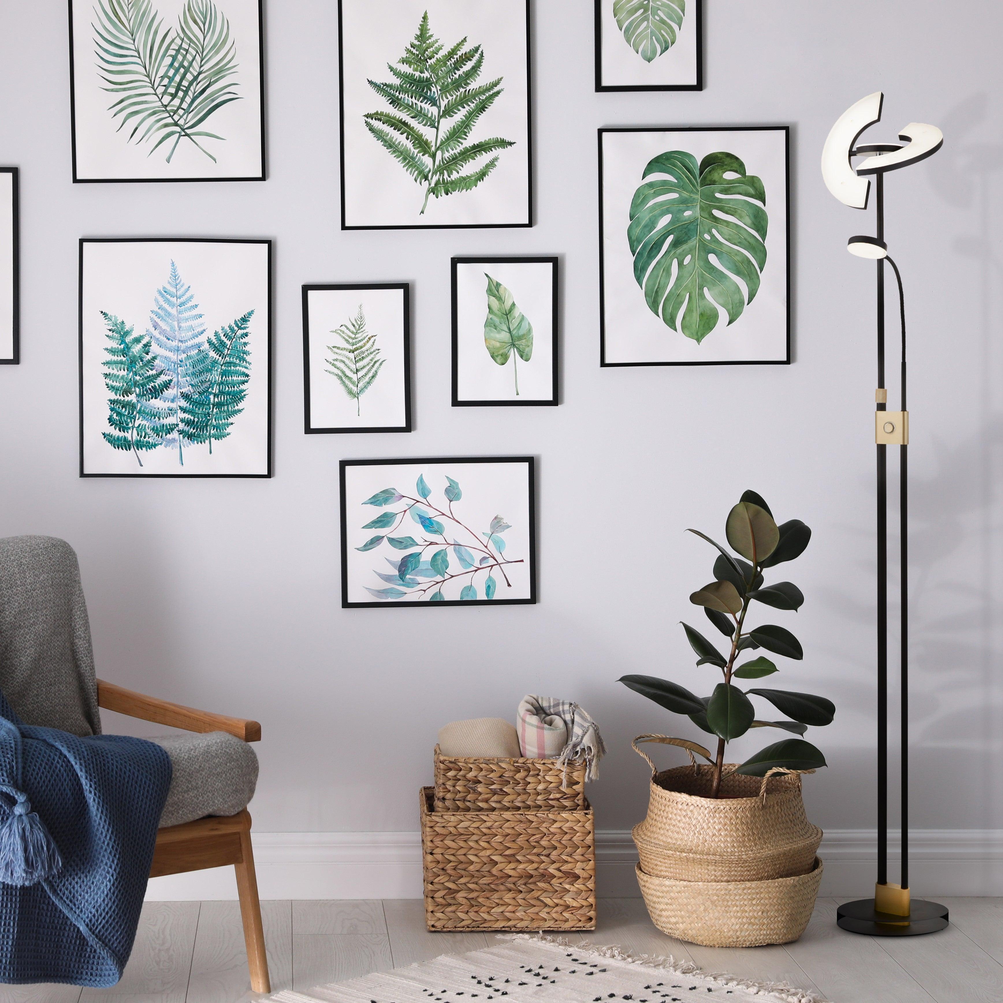 gio led adjustable mother child black brass floor lamp by searchlighting lighting, living room image