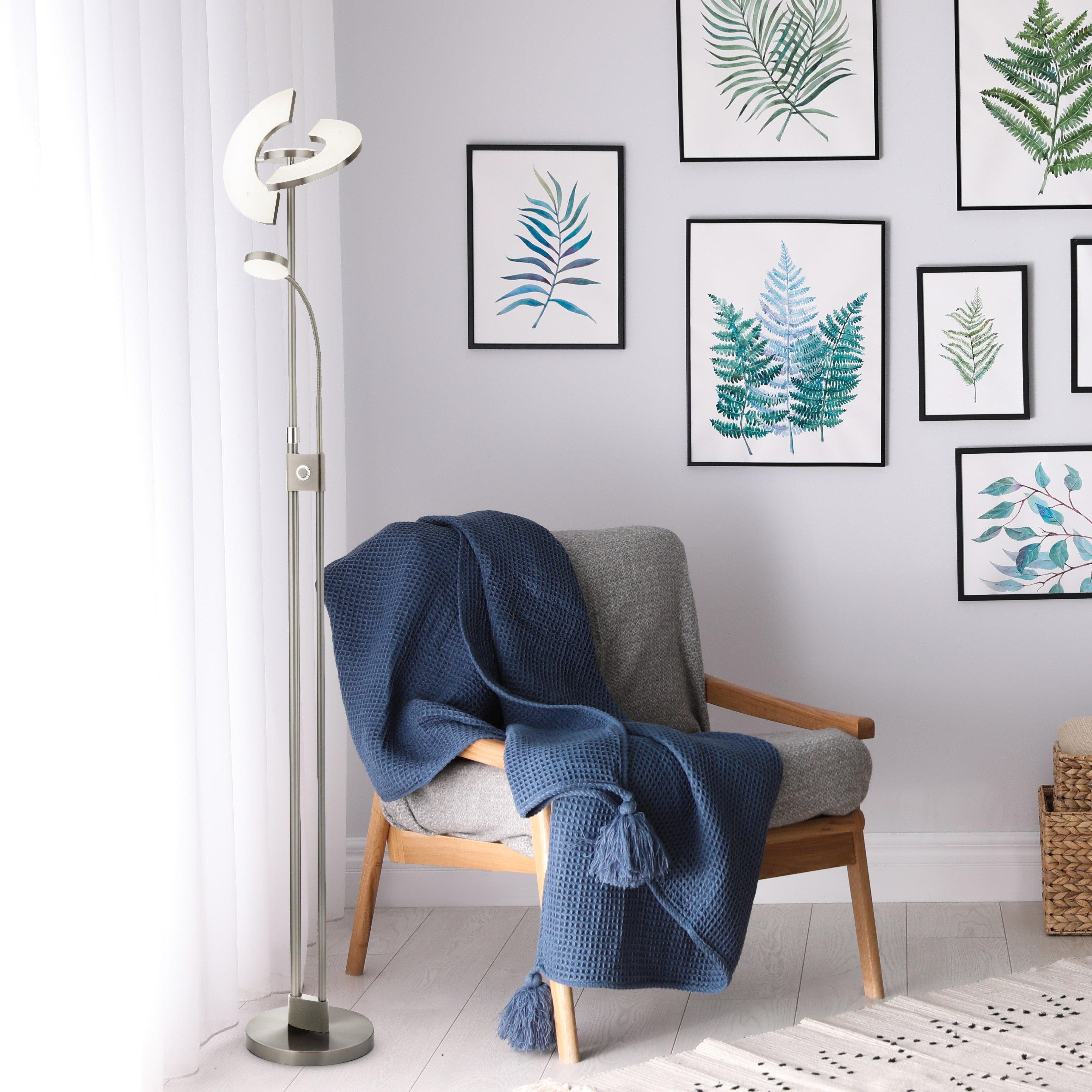 gio led adjustable mother child nickel chrome floor lamp by searchlighting lighting, living room image