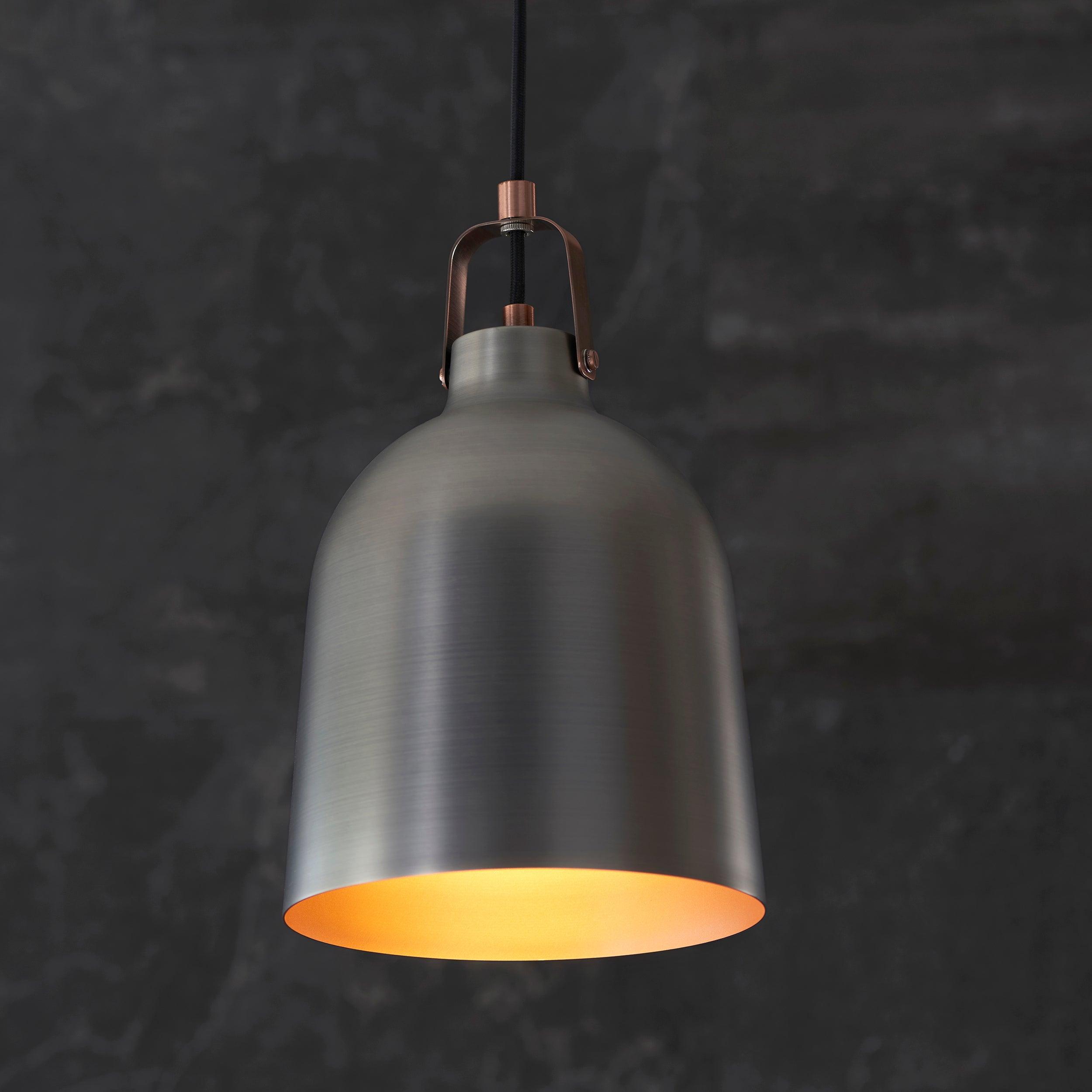 Lazenby Grey Industrial Pendant Ceiling Light-Ceiling Pendant Lights-Endon Lighting Living Room Close Up Lighting Tiffany Lighting Direct