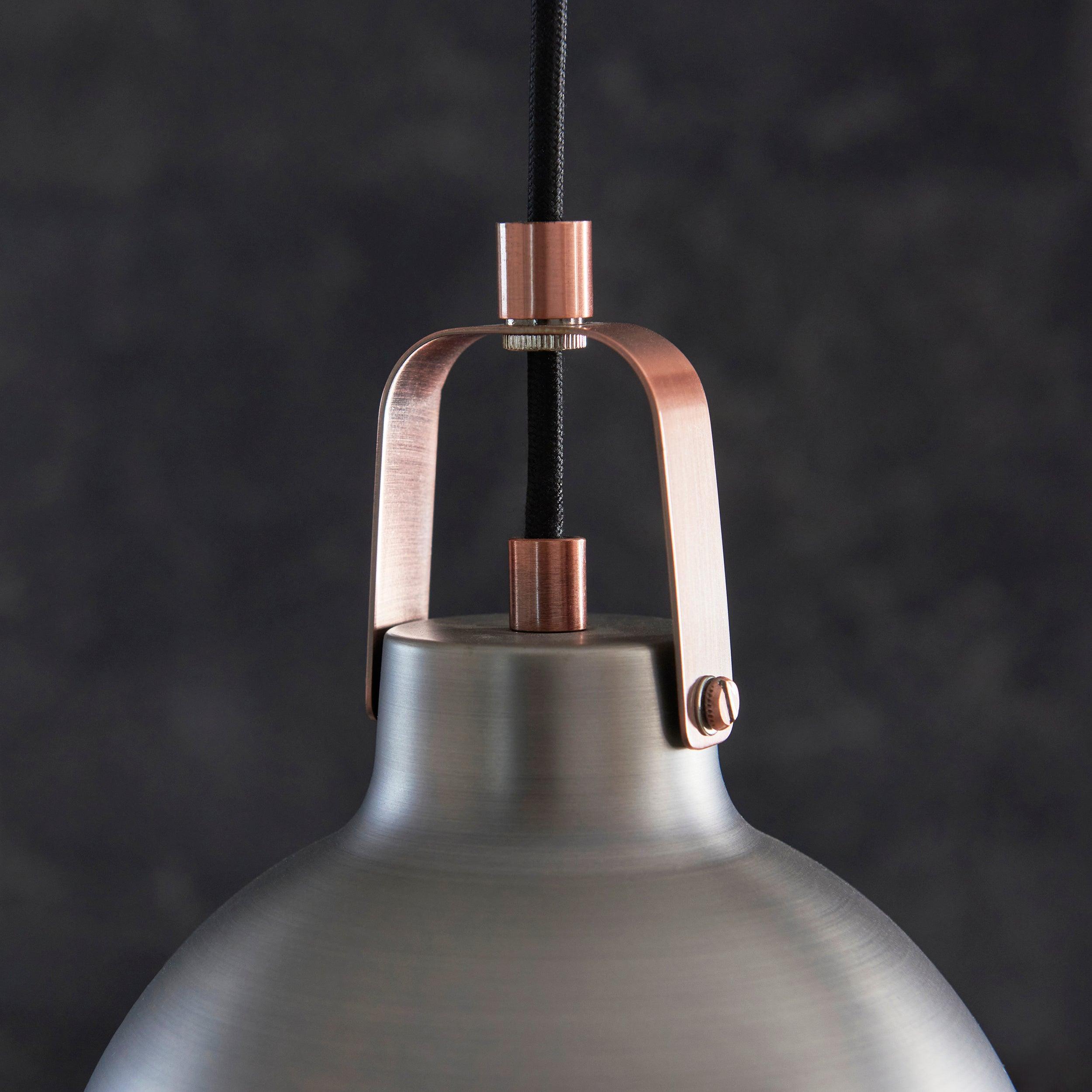 Lazenby Grey Industrial Pendant Ceiling Light-Ceiling Pendant Lights-Endon Lighting living room close. up unlit Tiffany Lighting Direct