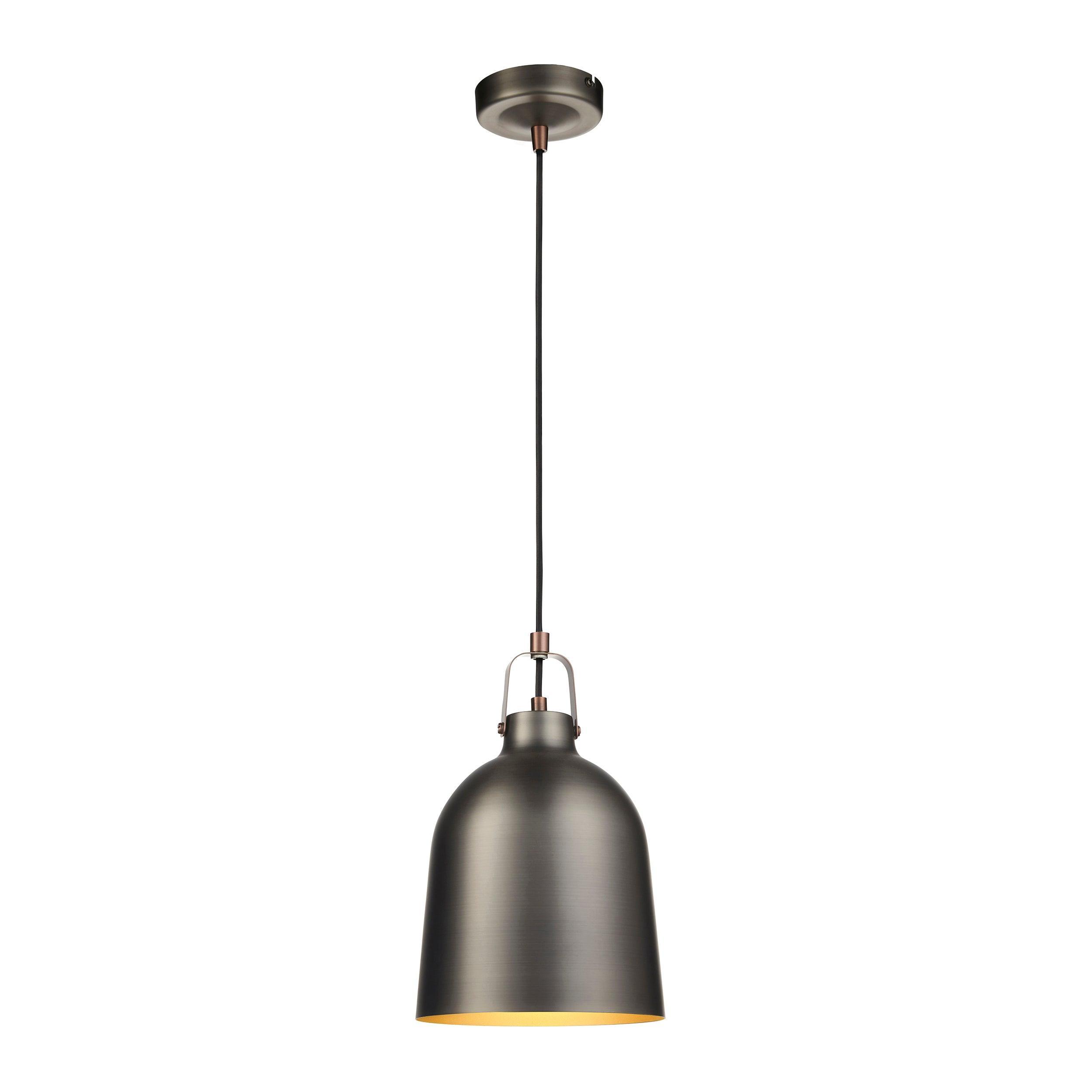 Lazenby Grey Industrial Pendant Ceiling Light-Ceiling Pendant Lights-Endon Lighting Hallway Lighting Close upTiffany Lighting Direct