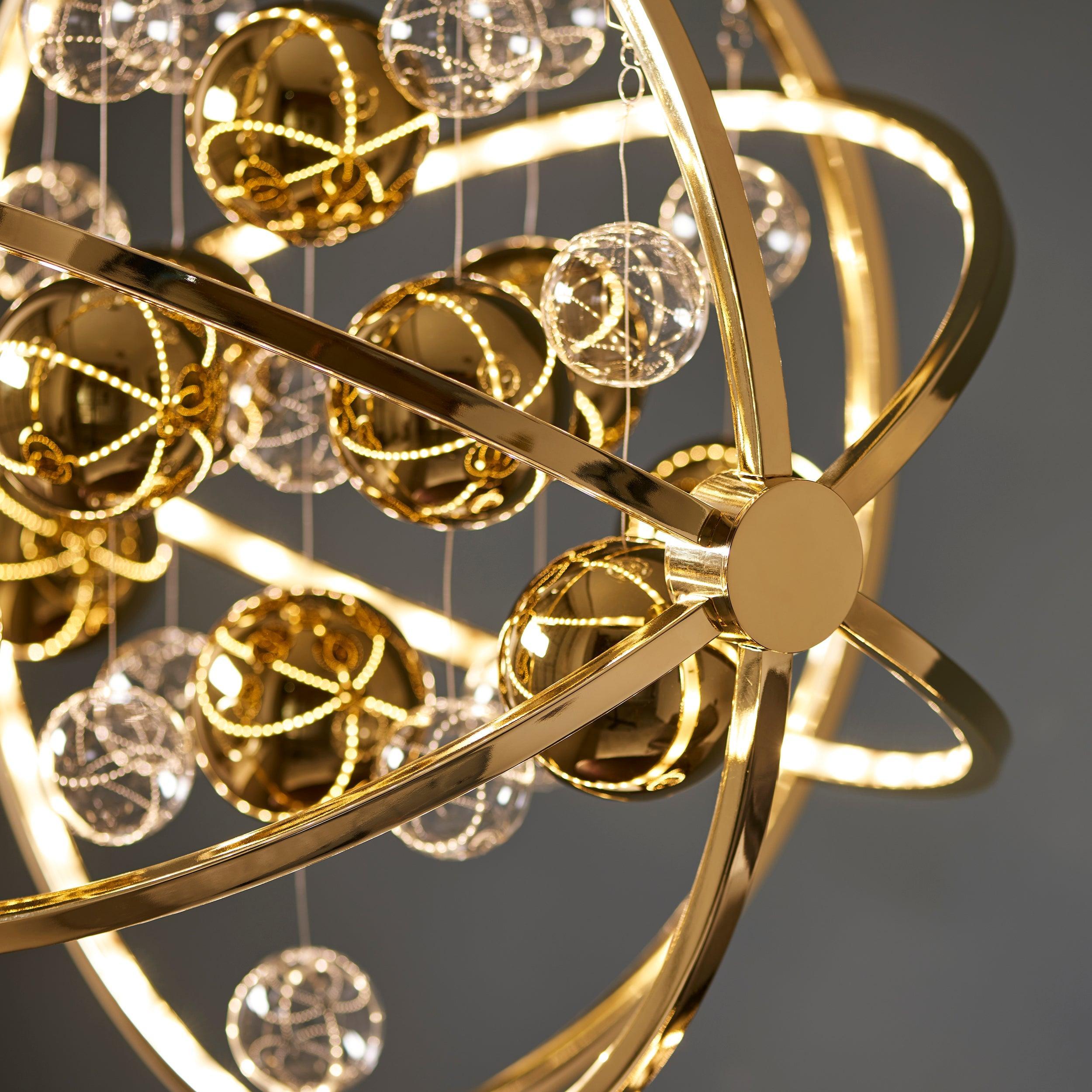 Endon Muni Gold Modern LED Ceiling Pendant-Ceiling Pendant Lights-Endon Lighting living room 2nd close upTiffany Lighting Direct