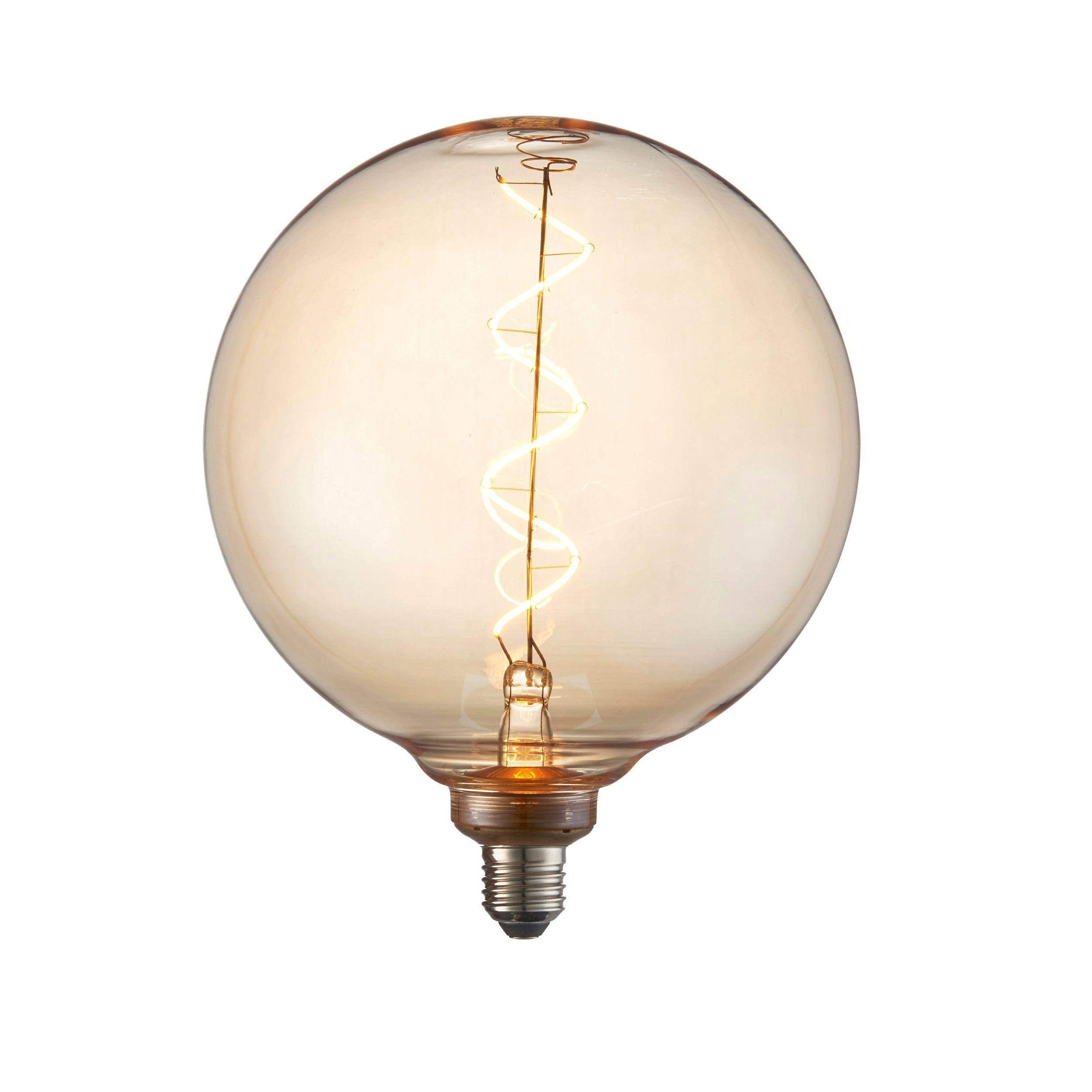 Spiral Large Amber Tinted Globe Filament 4w LED Light Bulb