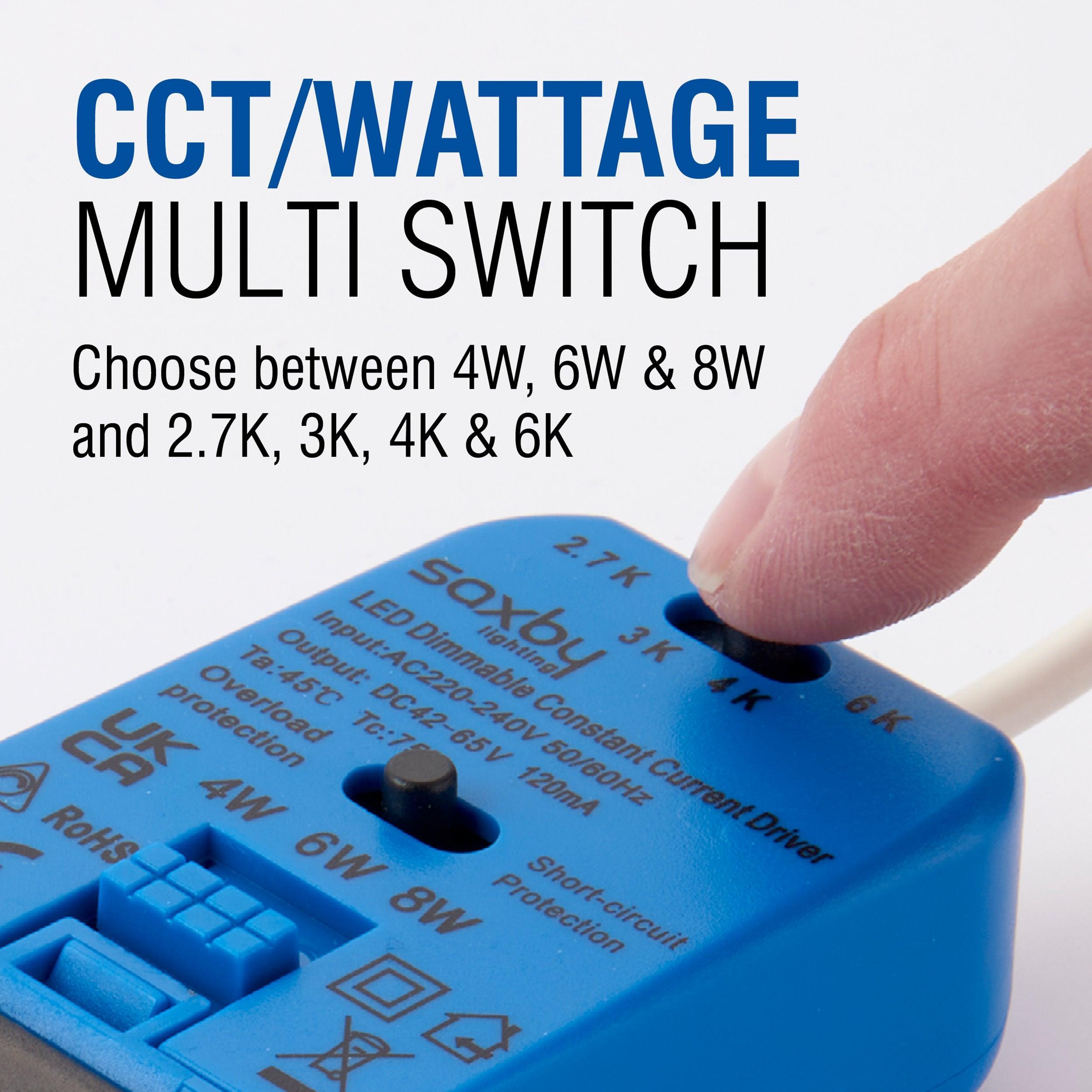 shieldpro tri wattage recessed ceiling light ip65 8w 1 by saxby lighting, close up image 59