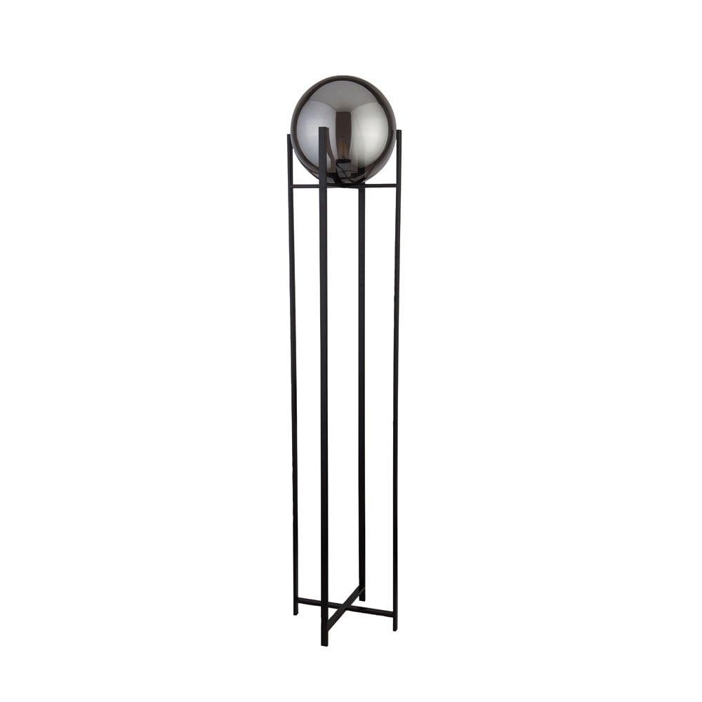 Amsterdam 1 Light Black Floor Lamp Smoked Glass Shade by 1