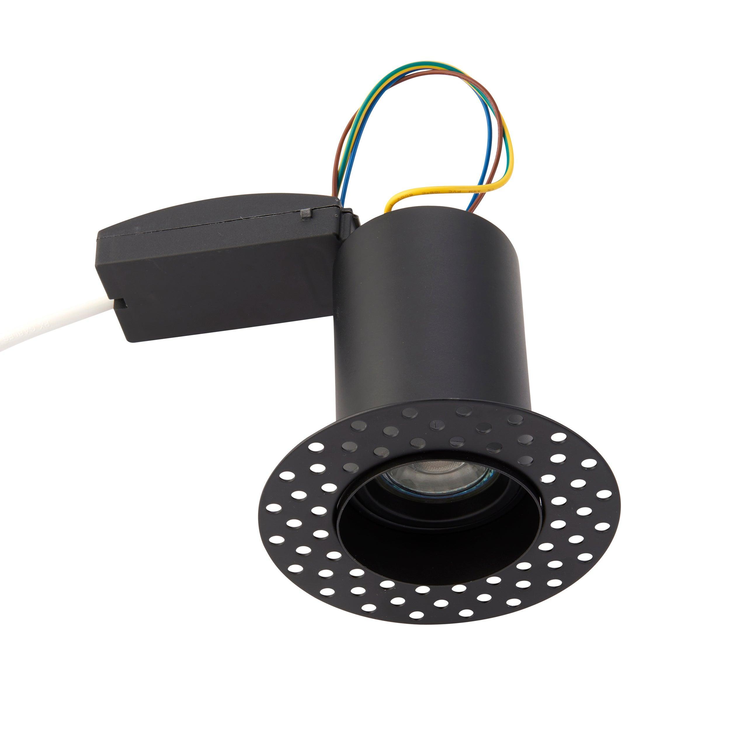 ravel trimless fire rated downlight black recessed light 50wby Saxby Lighting, close up image