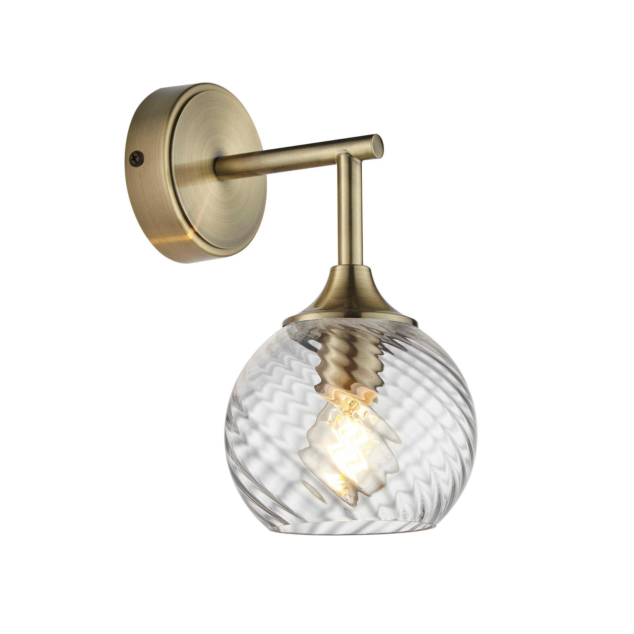 allegra brass wall light glass shade by Endon Lighting Living Room Close Up 38