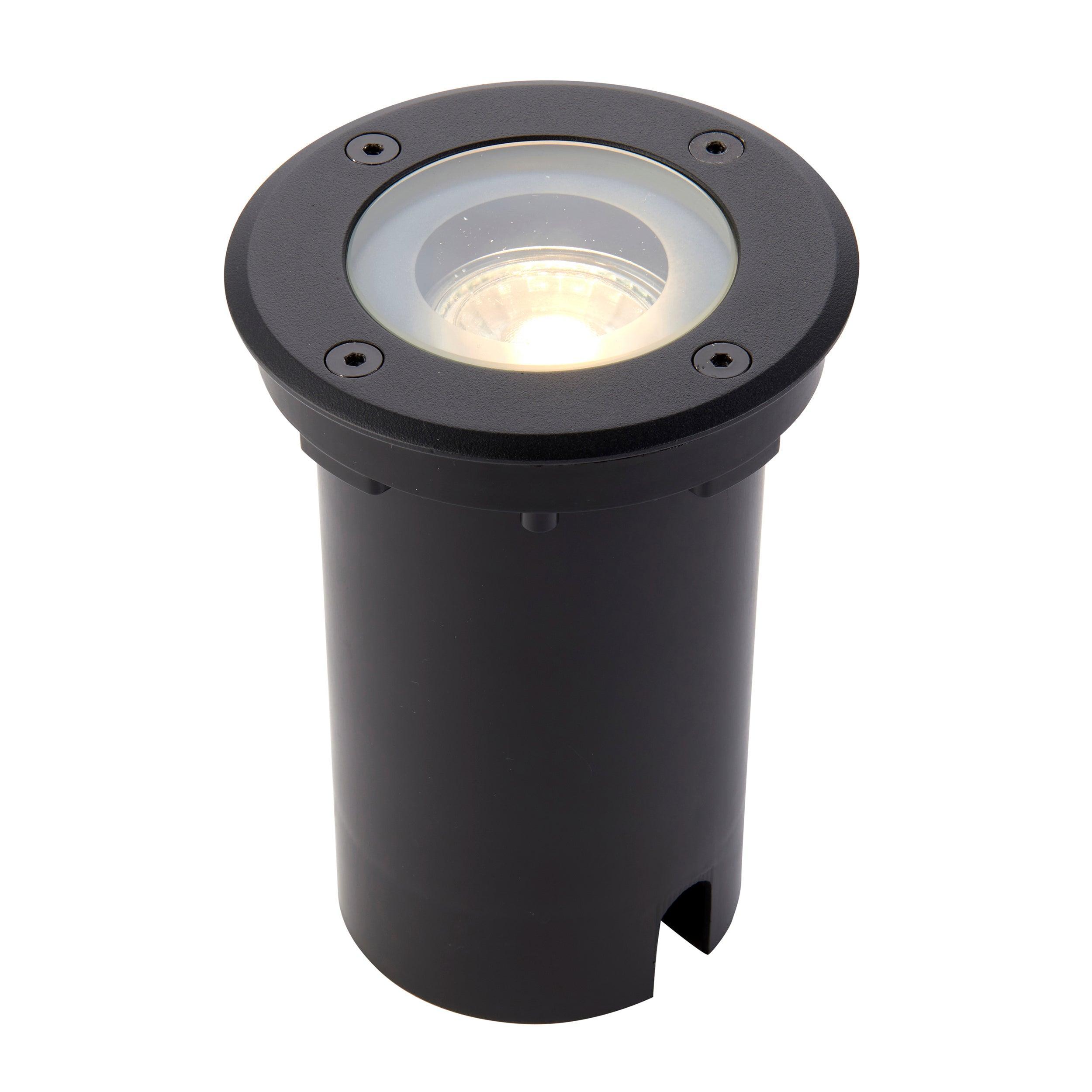 pillar round black led decking light ip65 50wby saxby lighting