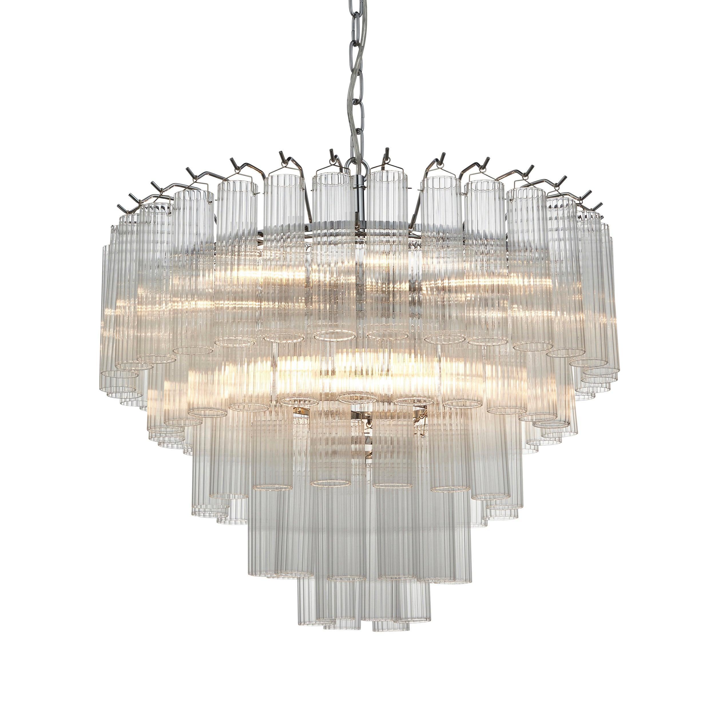 Toulouse 12 Light Tiered Glass Pendant-Ceiling Pendant Lights-Endon Lighting Living Room Lighting Tiffany Lighting Direct