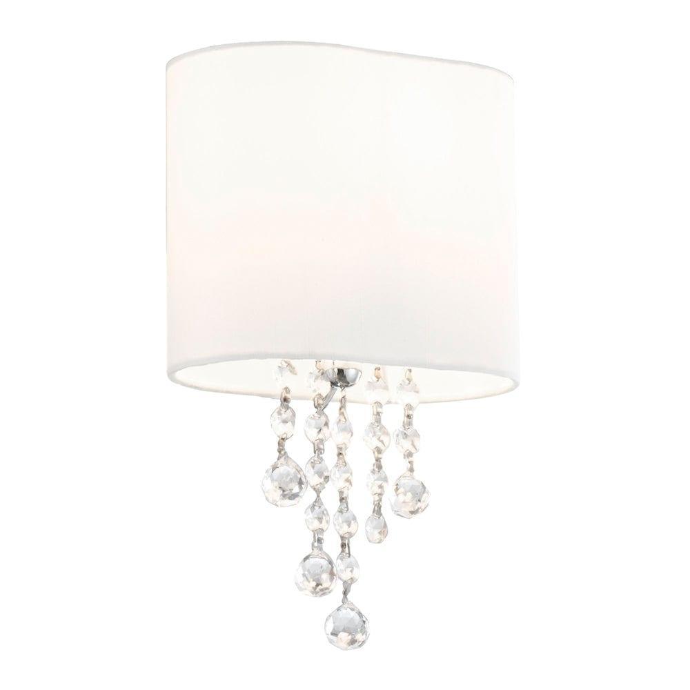 nina light chrome crystal wall light white shade