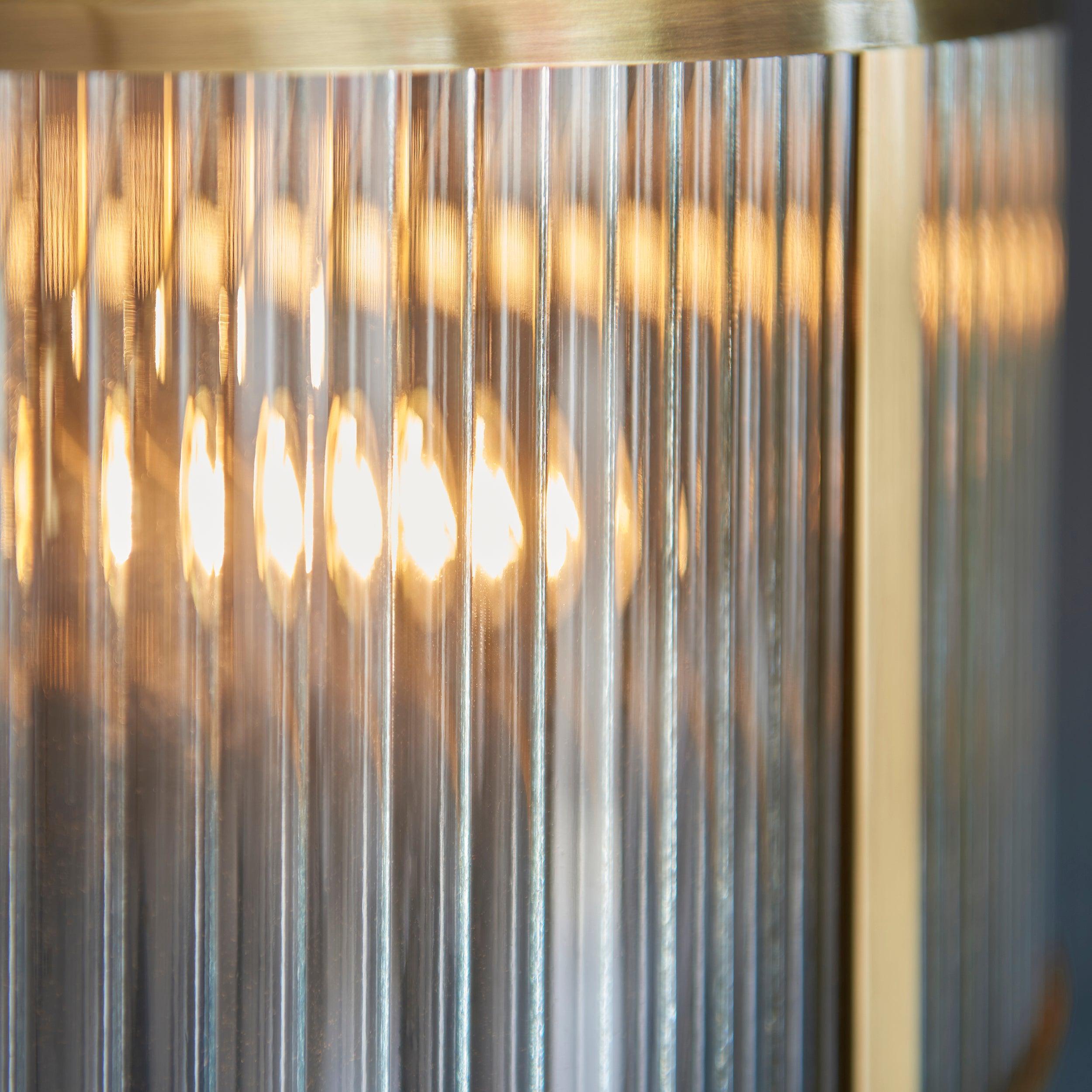 Ridgeton 3 Light Brass & Ribbed Shade Glass Pendant-Ceiling Pendant Lights-Endon Lighting hallway lighting photo Tiffany Lighting Direct