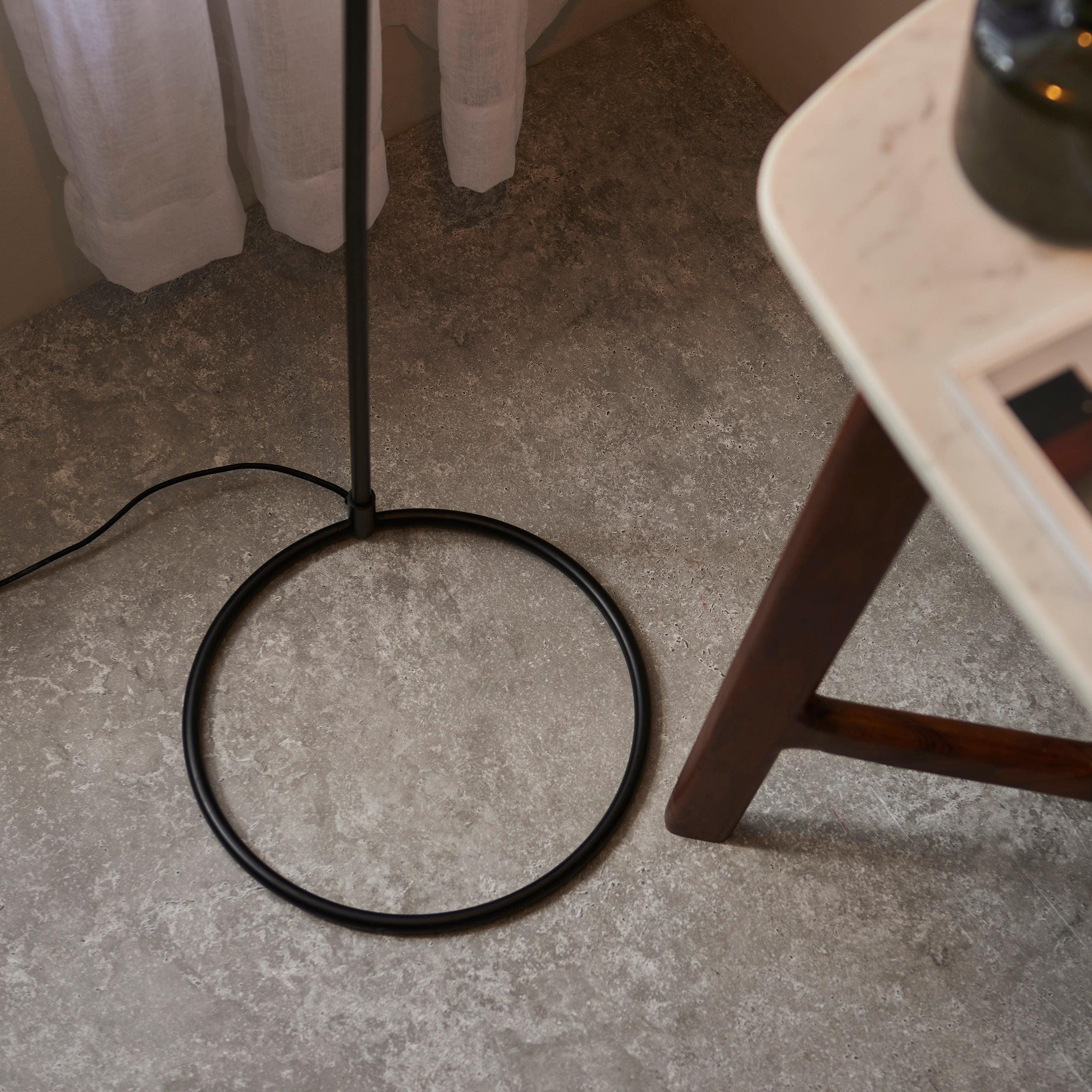 brair new black industrial floor lamp by Endon Lighting Bedroom Hero Shot