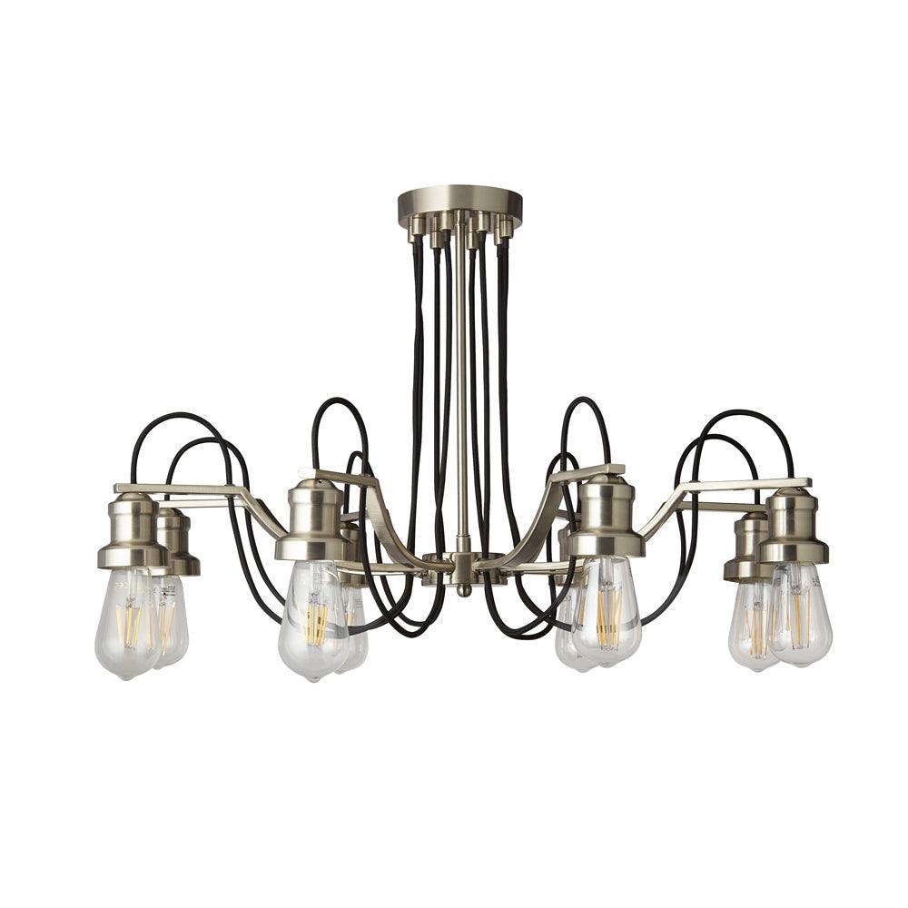 Olivia 8 Light Black Braided Cable & Silver Ceiling Pendant-Ceiling Pendant Lights-4-Tiffany Lighting Direct
