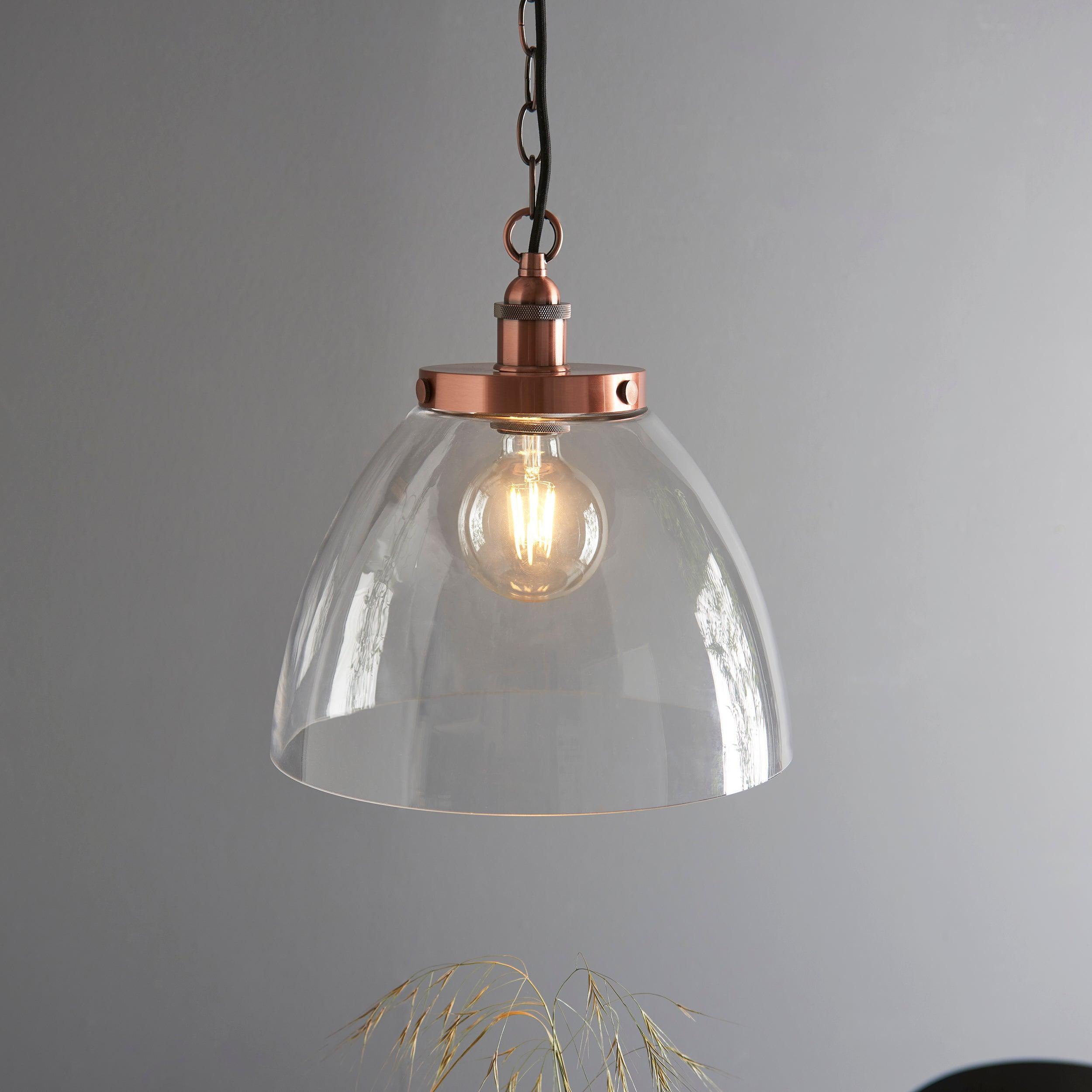 Hansen Grand Copper Pendant Ceiling Light-Ceiling Pendant Lights-Endon Lighting Living Room Close Up Lighting Tiffany Lighting Direct