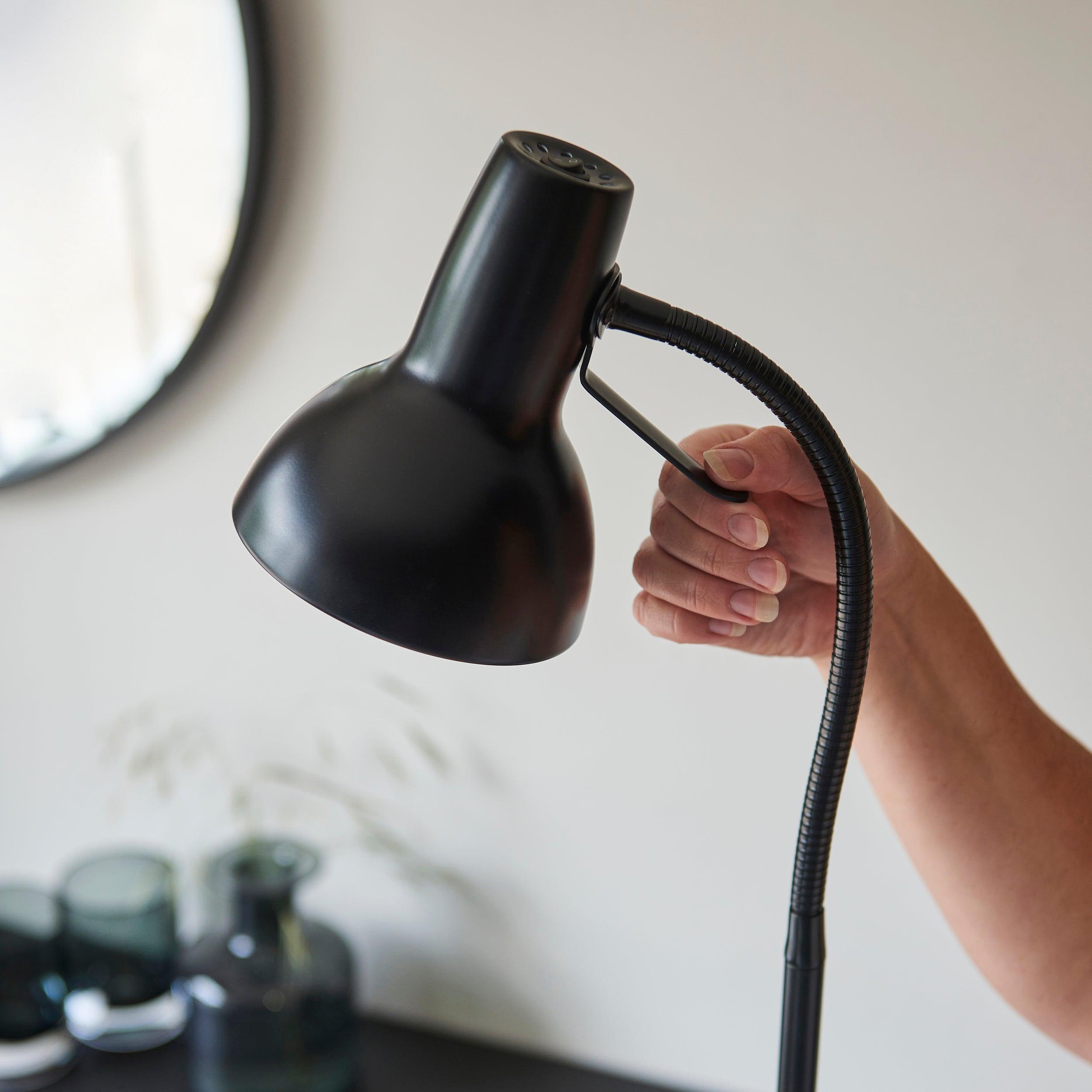 amalfi black reading floor lamp by Endon Lighting Living Room Unlit Shot