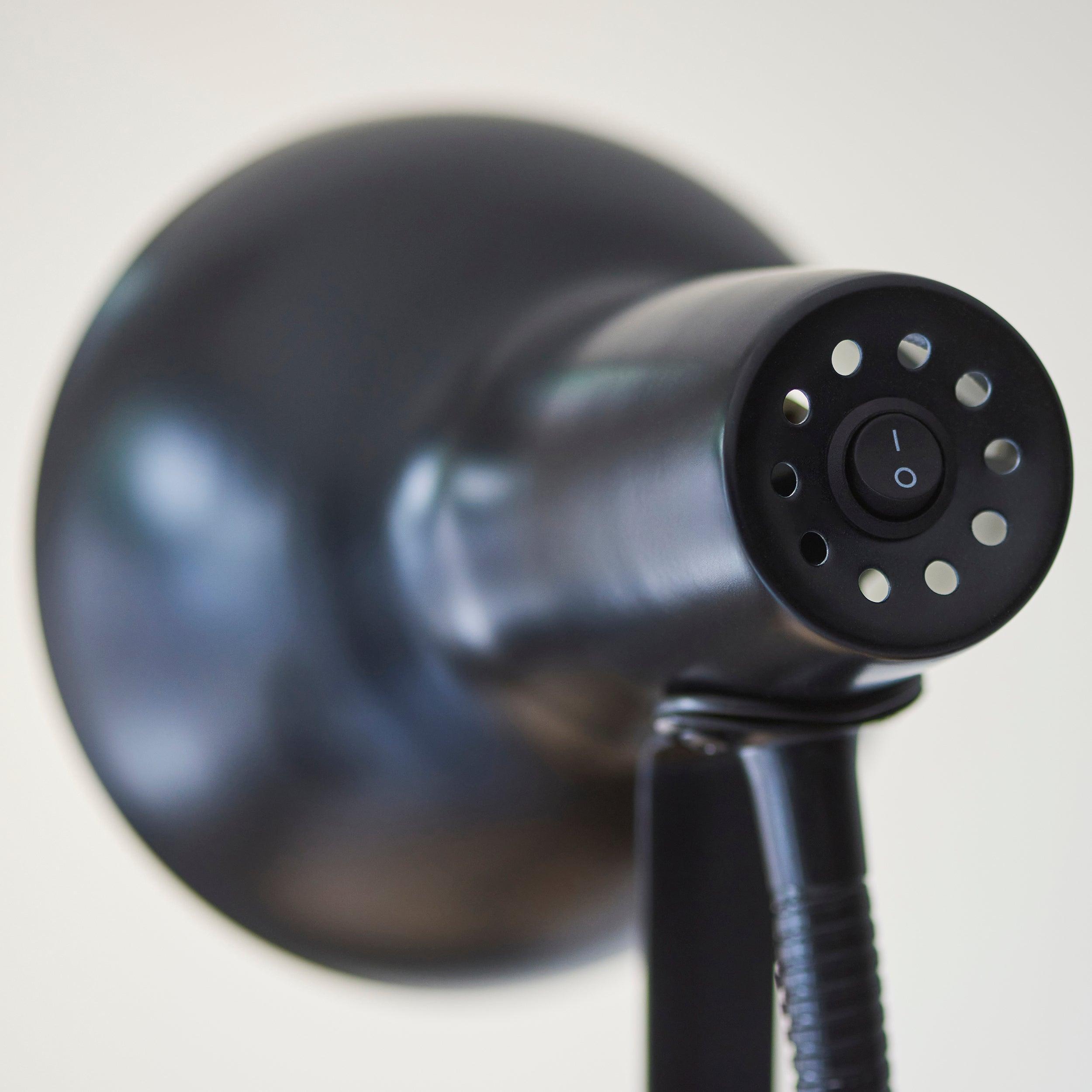 amalfi black reading floor lamp by Endon Lighting Bedroom Close Up Image