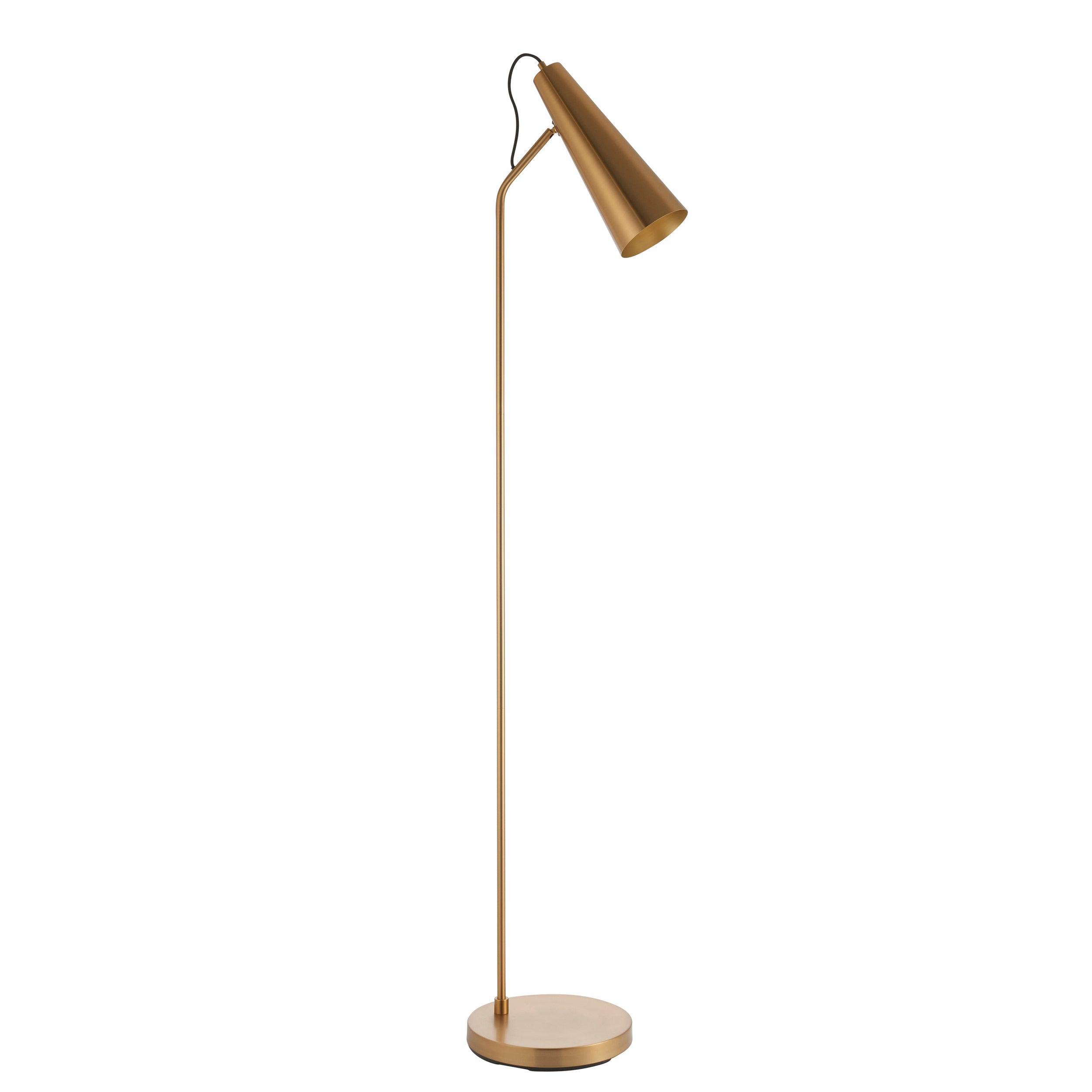 karna new industrial gold floor lamp by Endon Lighting Bedroom Close Up Image