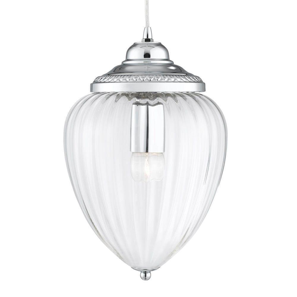 Moscow 1 Light Chrome/Clear Ribbed Glass Ceiling Pendant-Ceiling Pendant Lights-1-Tiffany Lighting Direct