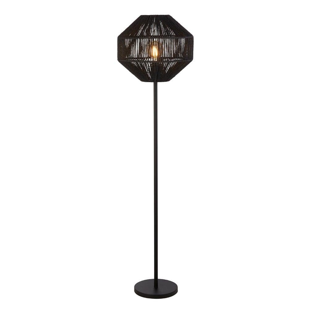 Searchlight Wicker 1 Light Black Rope Effect Floor Lamp by 1