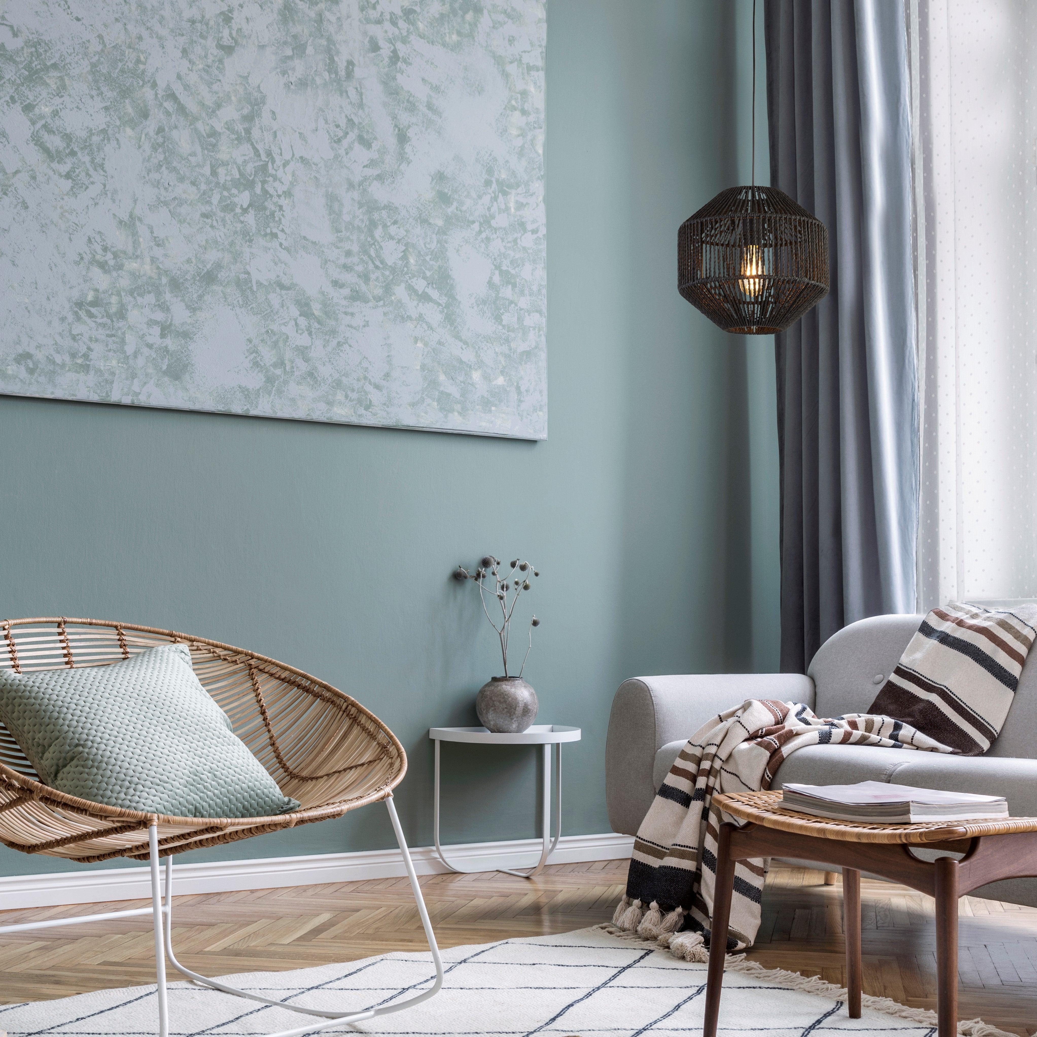 Wicker 1 Light Black Rope Effect Ceiling Pendant Searchlight-Ceiling Pendant Lights-2-Tiffany Lighting Direct