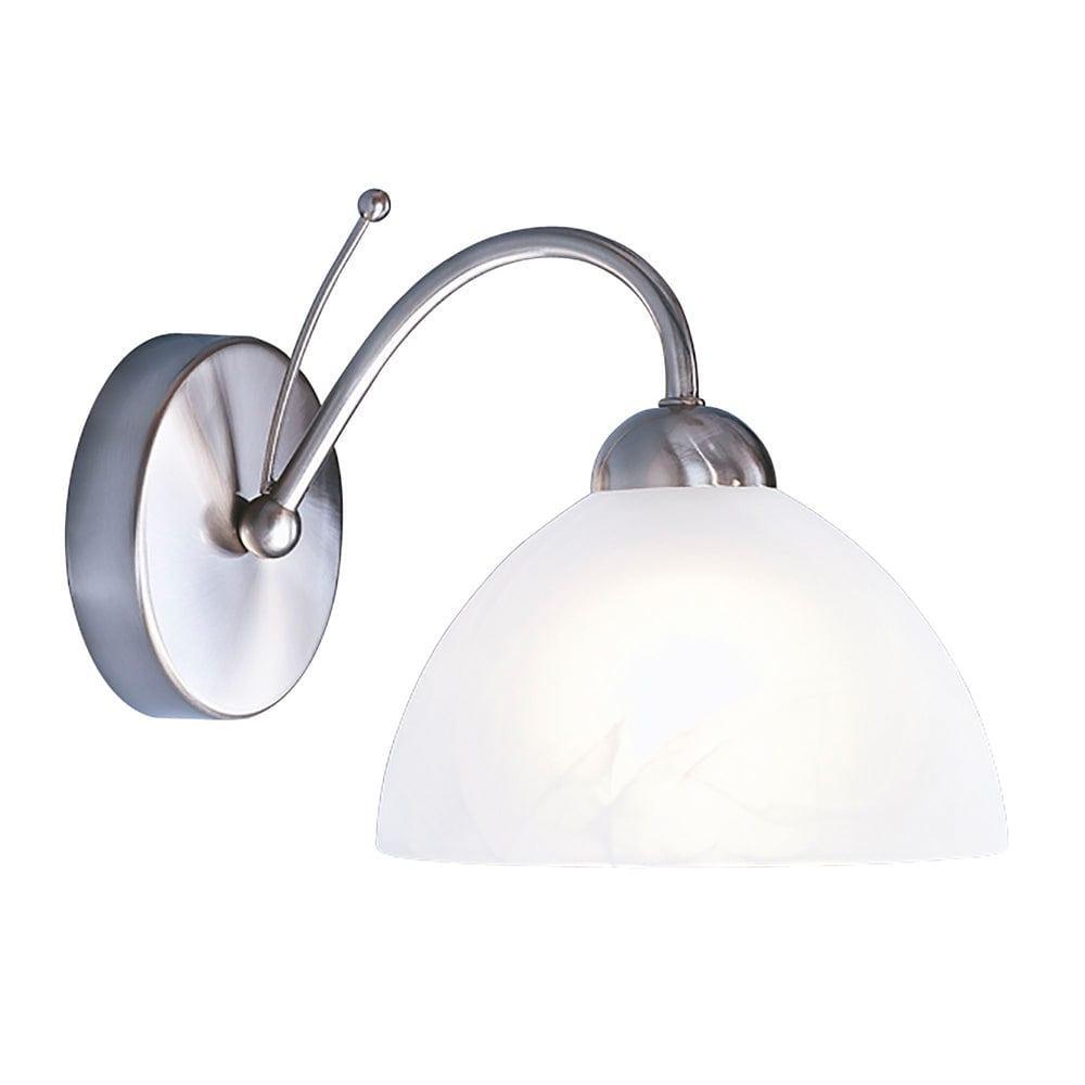 milanese 1 light satin silver alabaster glass wall light