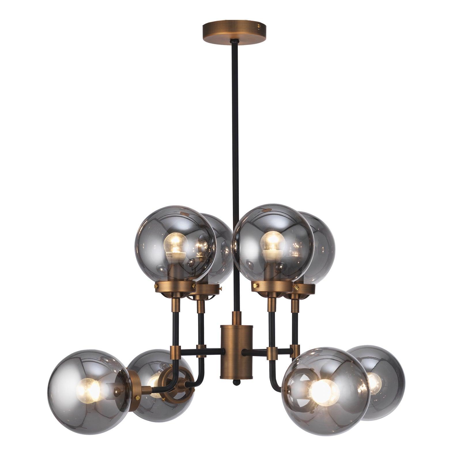 akron gold black chandelier with smoked glass shades Living Room Image