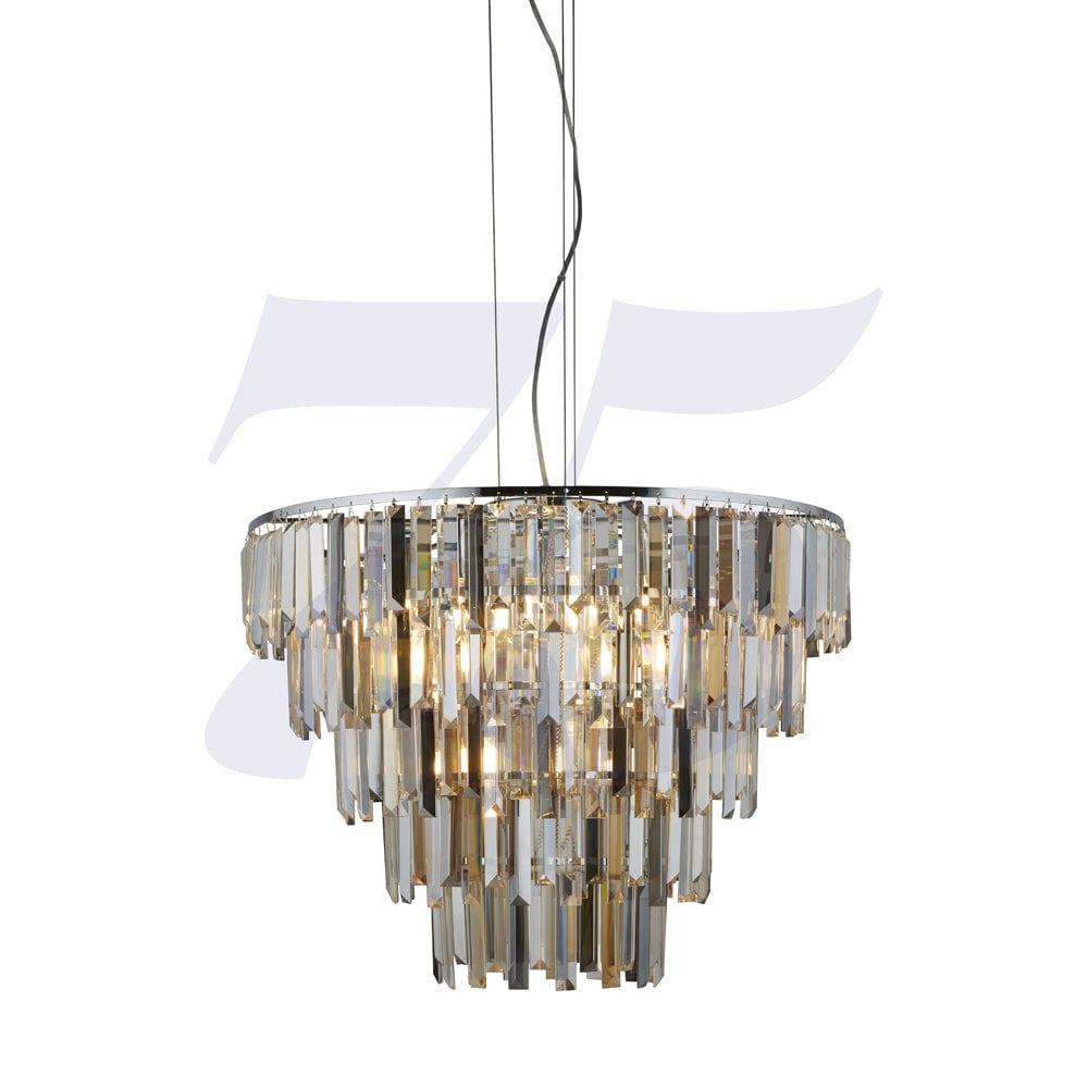 Clarissa 9 Light Chrome Pendant - Crystal Prism Drops-Ceiling Pendant Lights-1-Tiffany Lighting Direct