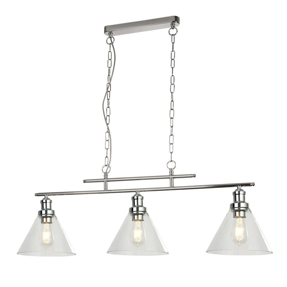 Pyramid 3 Light Chrome Ceiling Pendant - Clear Glass Shades-Ceiling Pendant Lights-1-Tiffany Lighting Direct
