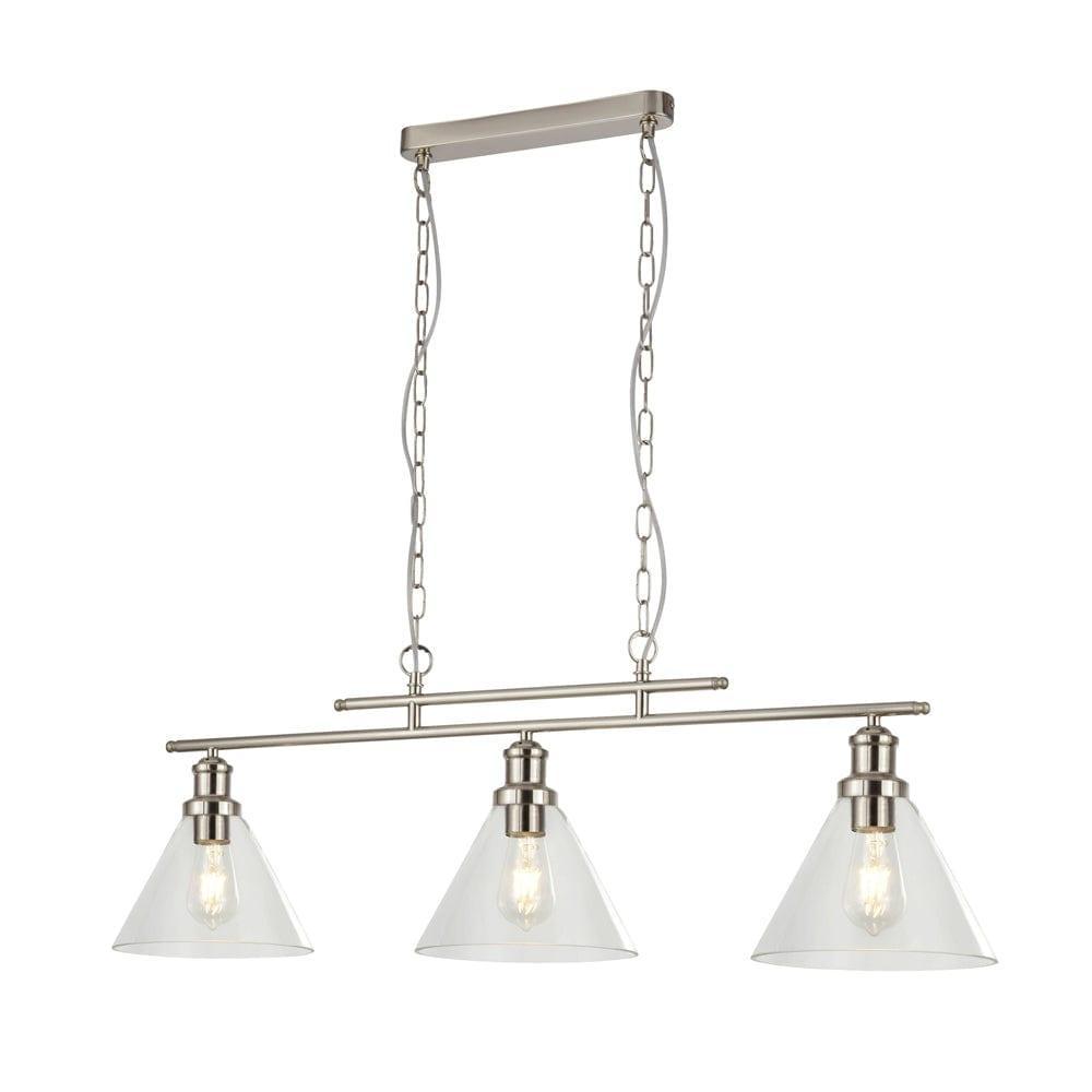 Pyramid 3 Light Silver Ceiling Pendant - Clear Glass Shades-Ceiling Pendant Lights-1-Tiffany Lighting Direct