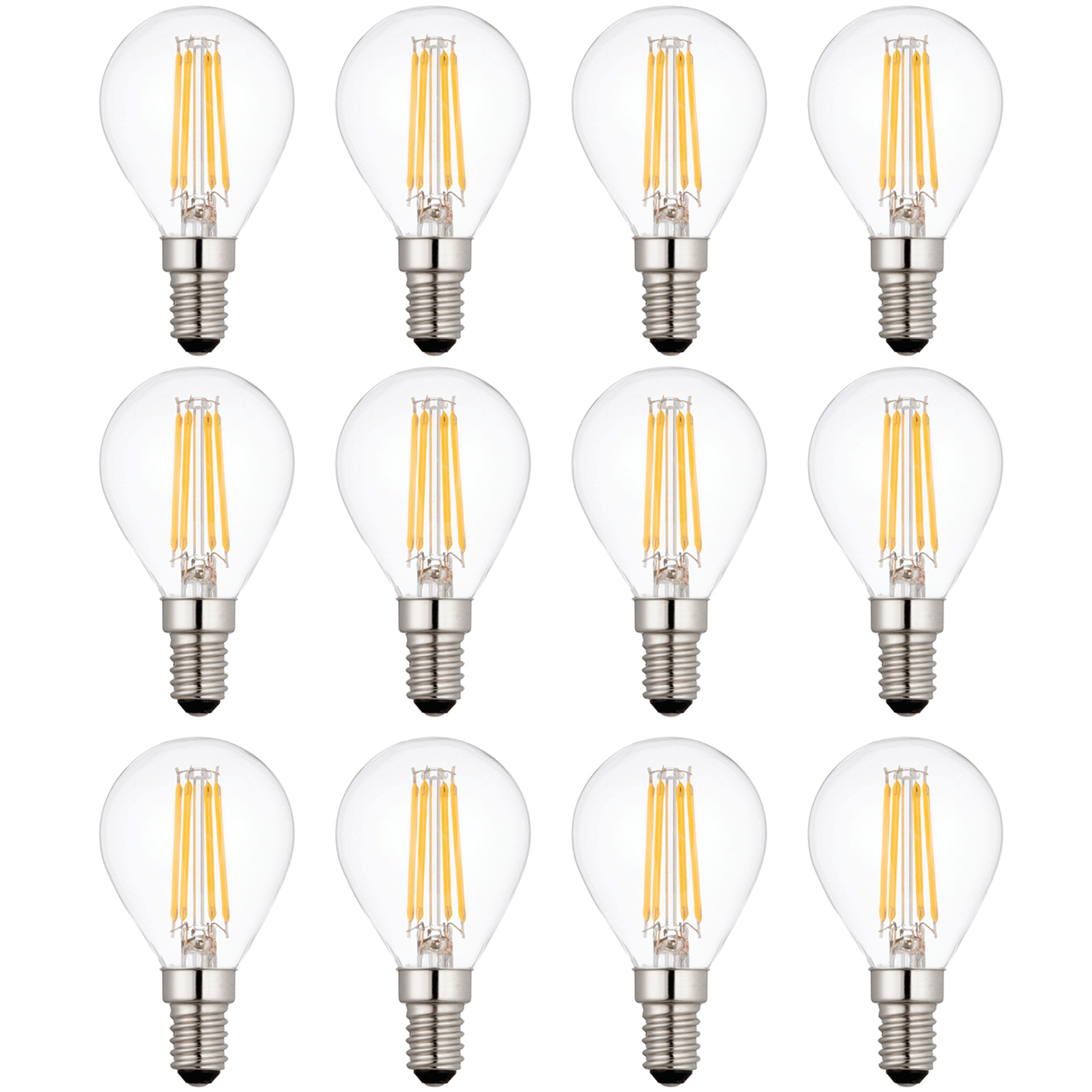 12 x E14 LED Filament Lamp/Bulb Dimmable 4W (40W Equivalent)