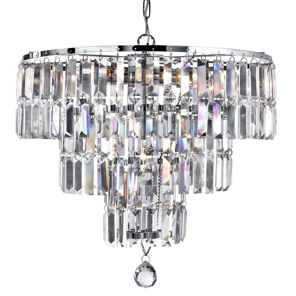 Empire 5 Light Polished Chrome & Crystal Chandelier-1-Tiffany Lighting Direct