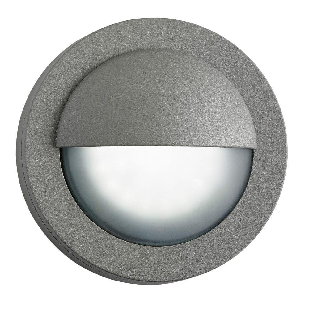 bangor led grey outdoor round flush wall light