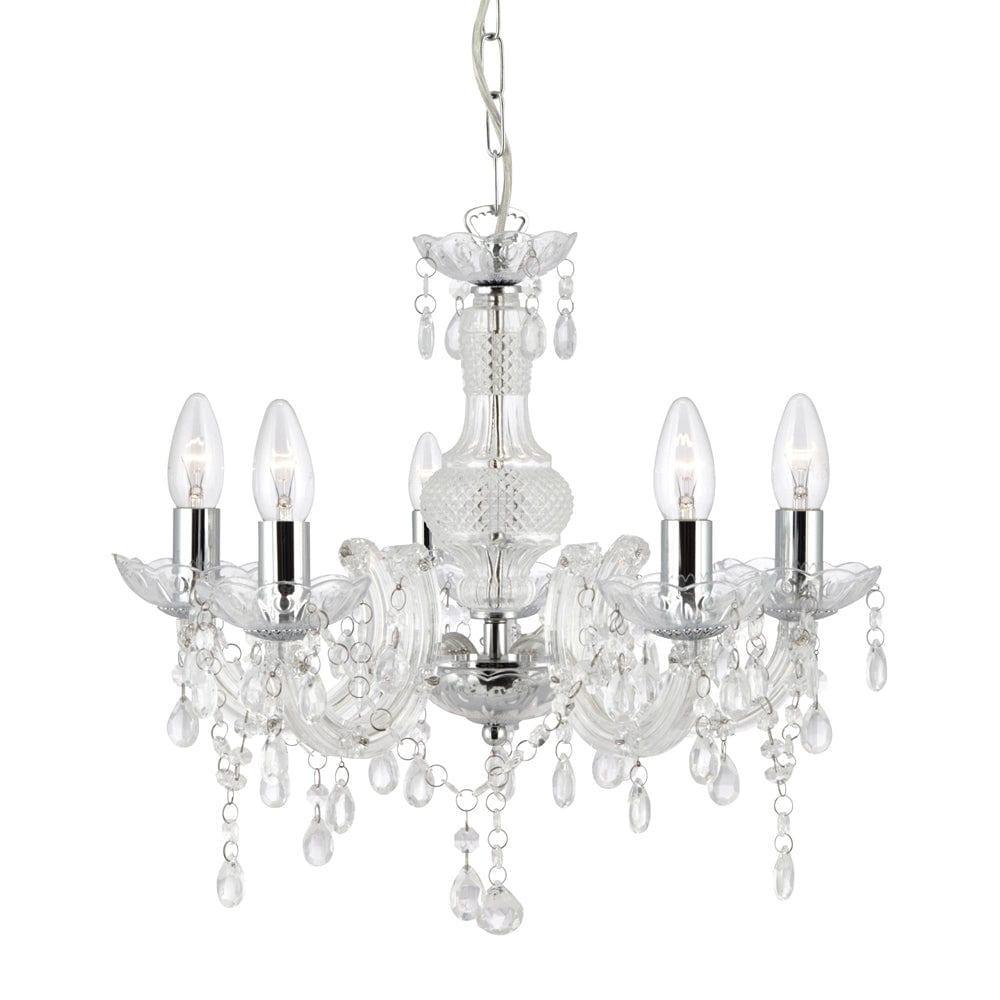 Marie Therese -5 Light Clear Glass/Acrylic Chandelier-1-Tiffany Lighting Direct