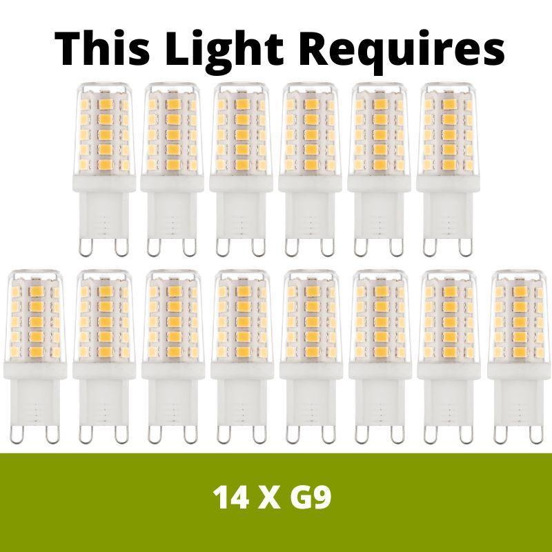 peacock 14 light crystal chrome ceiling pendant by searchlight lighting, LED Lamp Bulb Guide