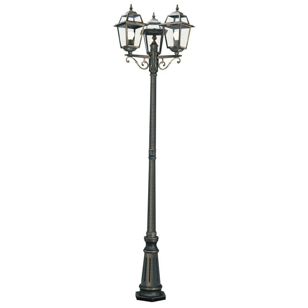 new orleans 3 light black gold outdoor post height 230cm