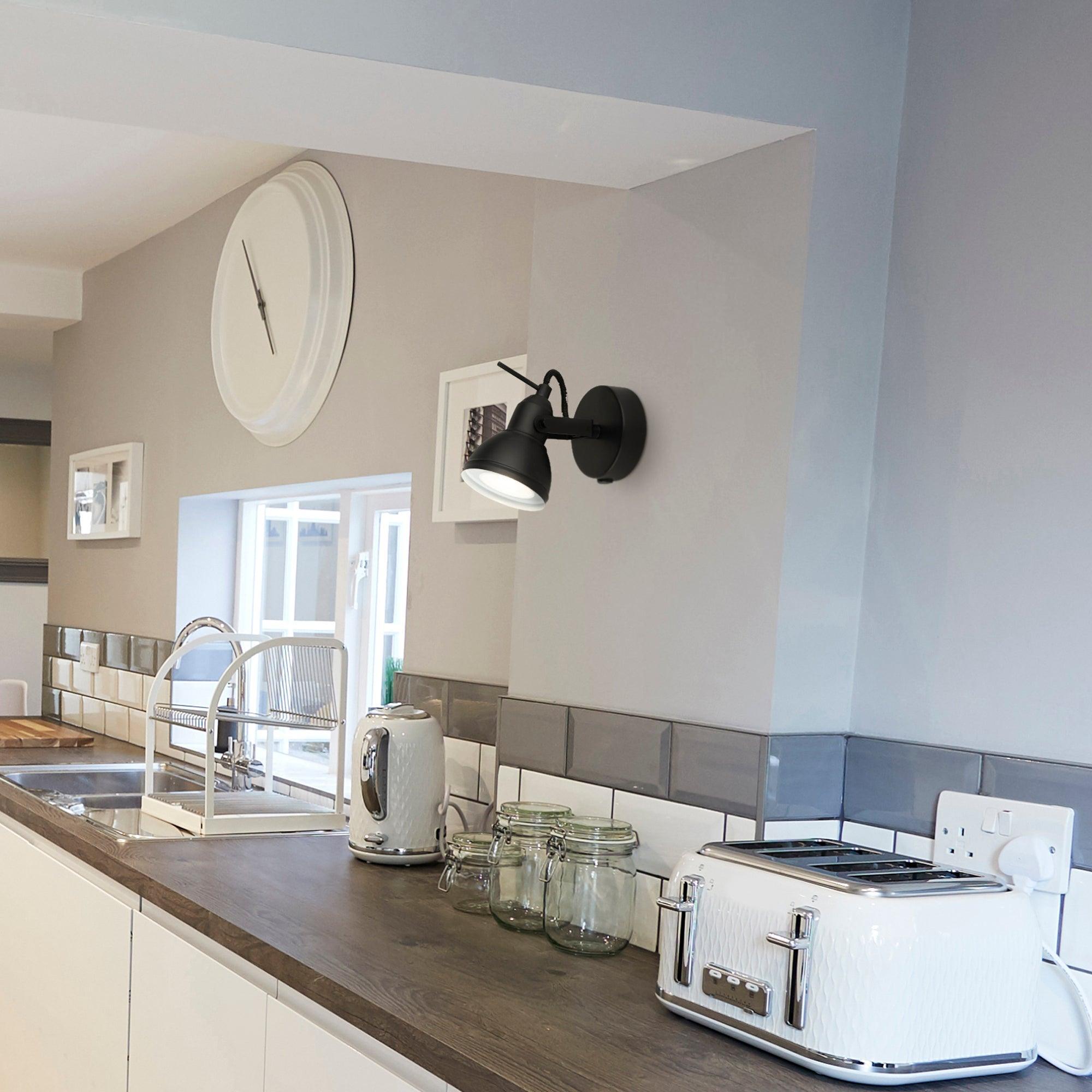 focus 1 light black adjustable spotlight switched by searchlighting lighting, living room image