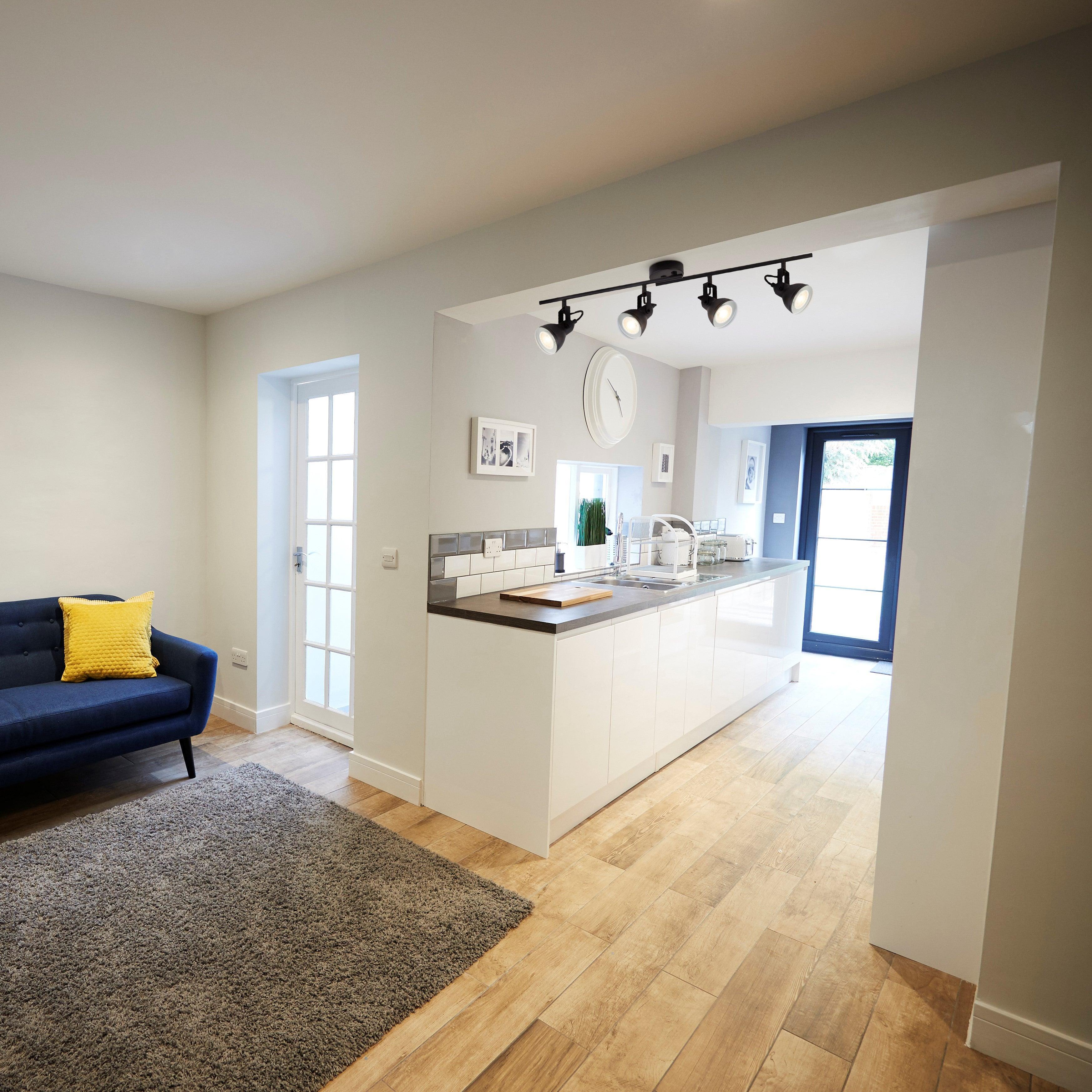 focus 4 light black adjustable split bar spotlights by searchlighting lighting, living room image