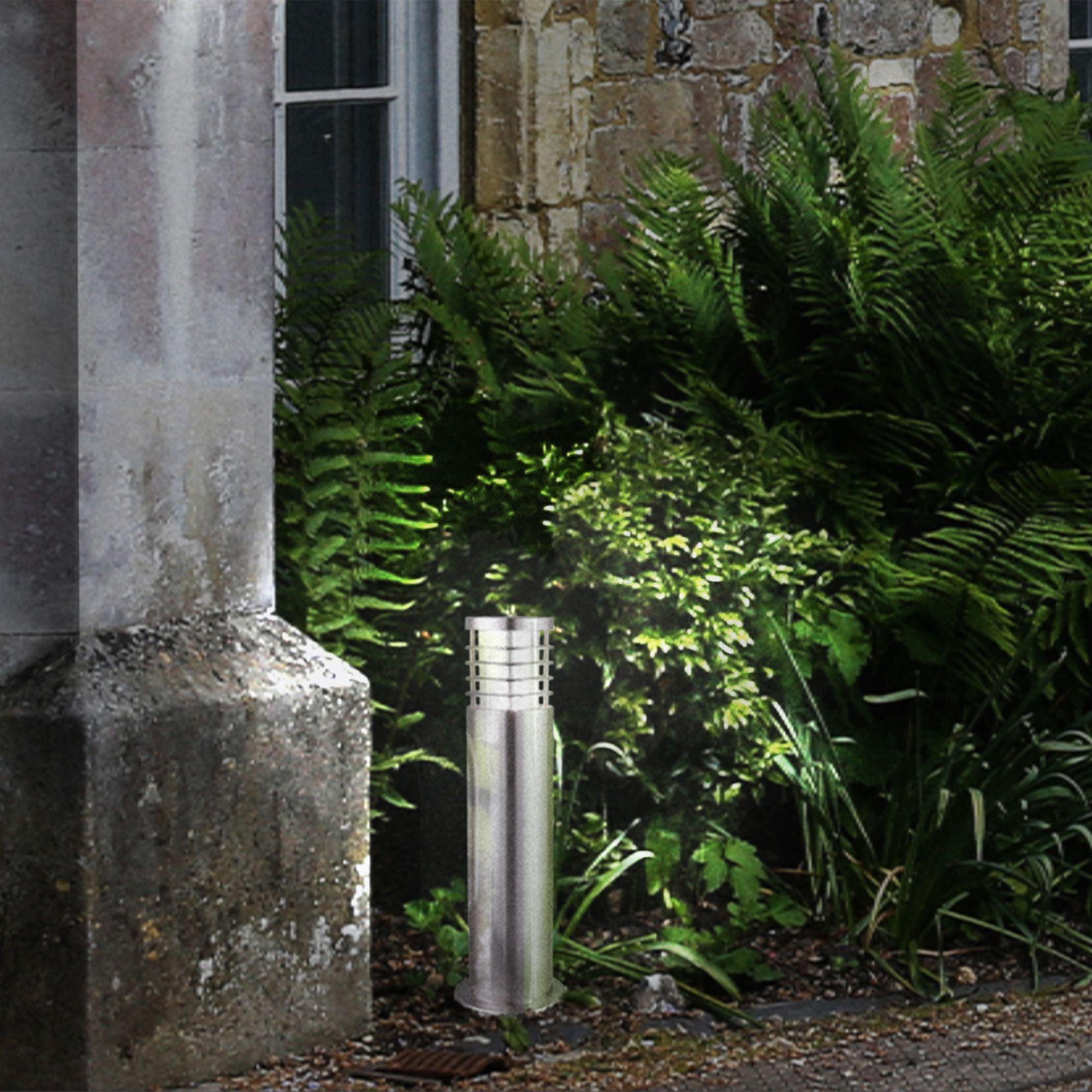 louvre stainless steel outdoor bollard light by searchlighting lighting, living room image