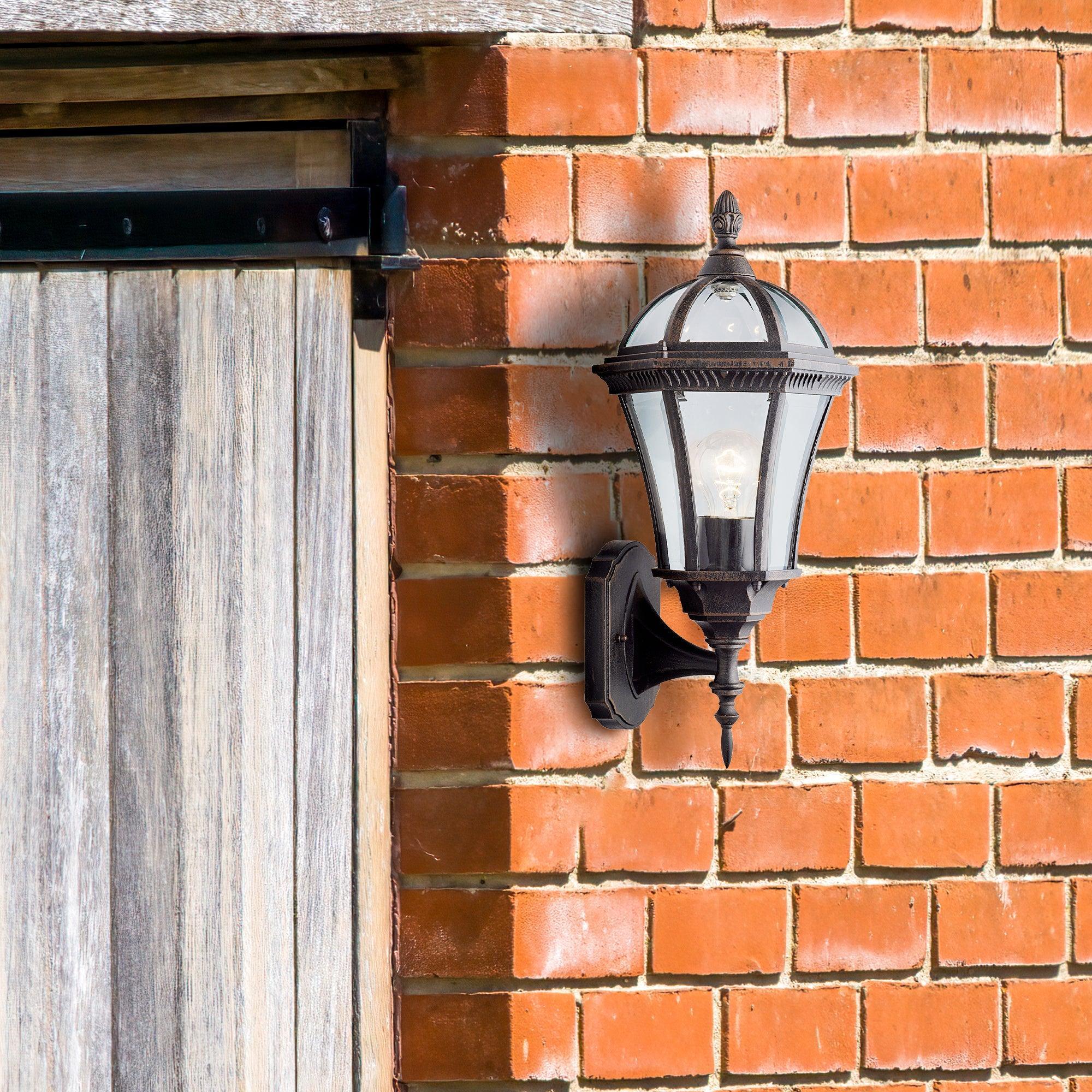 capri 1 lt outdoor rustic brown up light wall light by searchlighting lighting, living room image