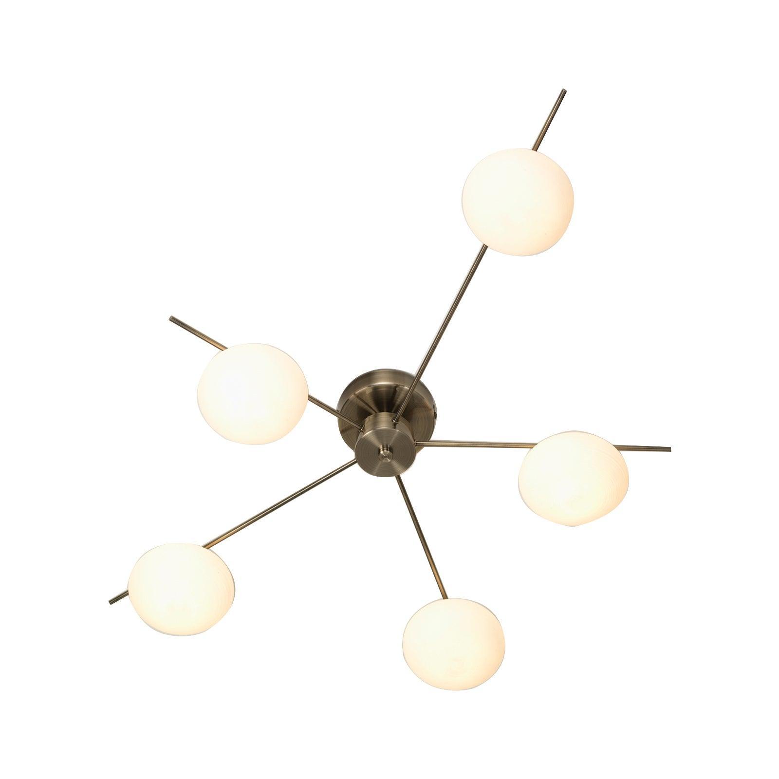 Ruse 5 Light Antique Brass Semi-flush Ceiling Light Living room Image